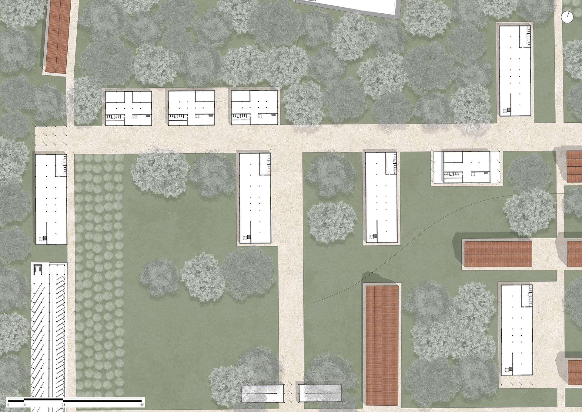 Ground floor site plan of Mies, Barragan, Ghirri, Canova and Turner pavillion