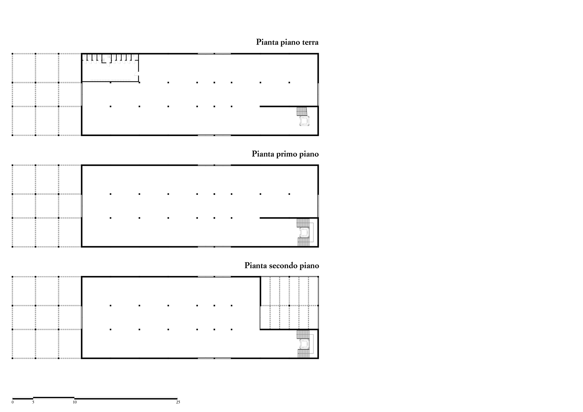 Architectural floor plans of the Mies pavillion