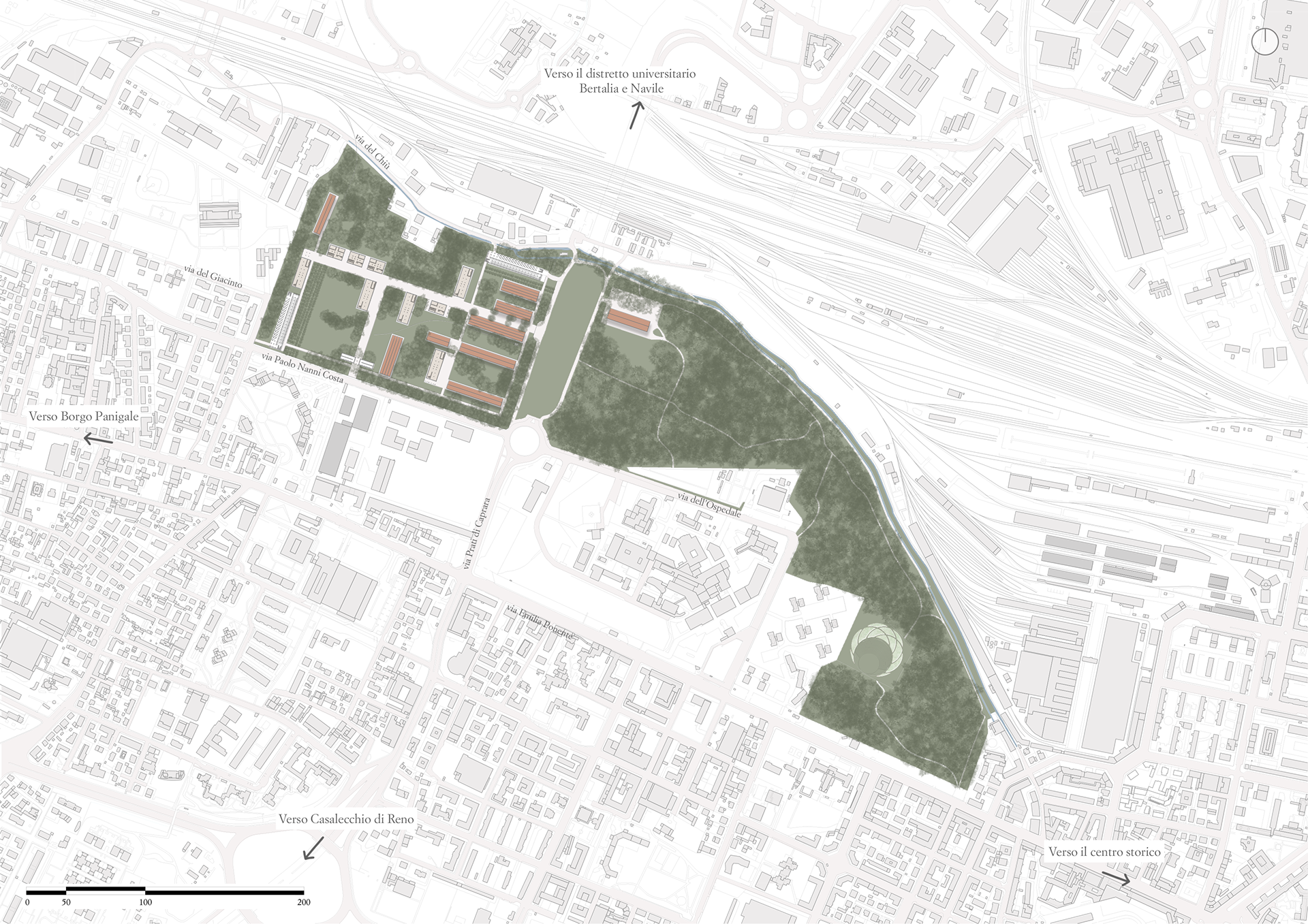 Urban layout of the ground floor of the new buildings