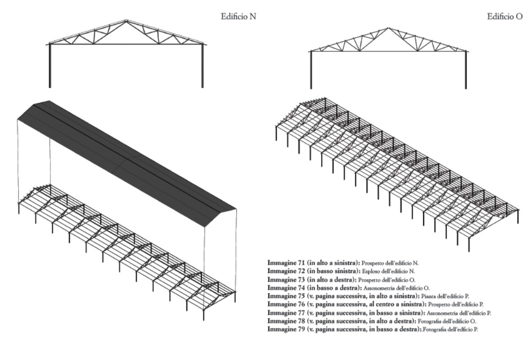 Elevation and Exploded view of Building N; Elevation and Exploded view of Building O