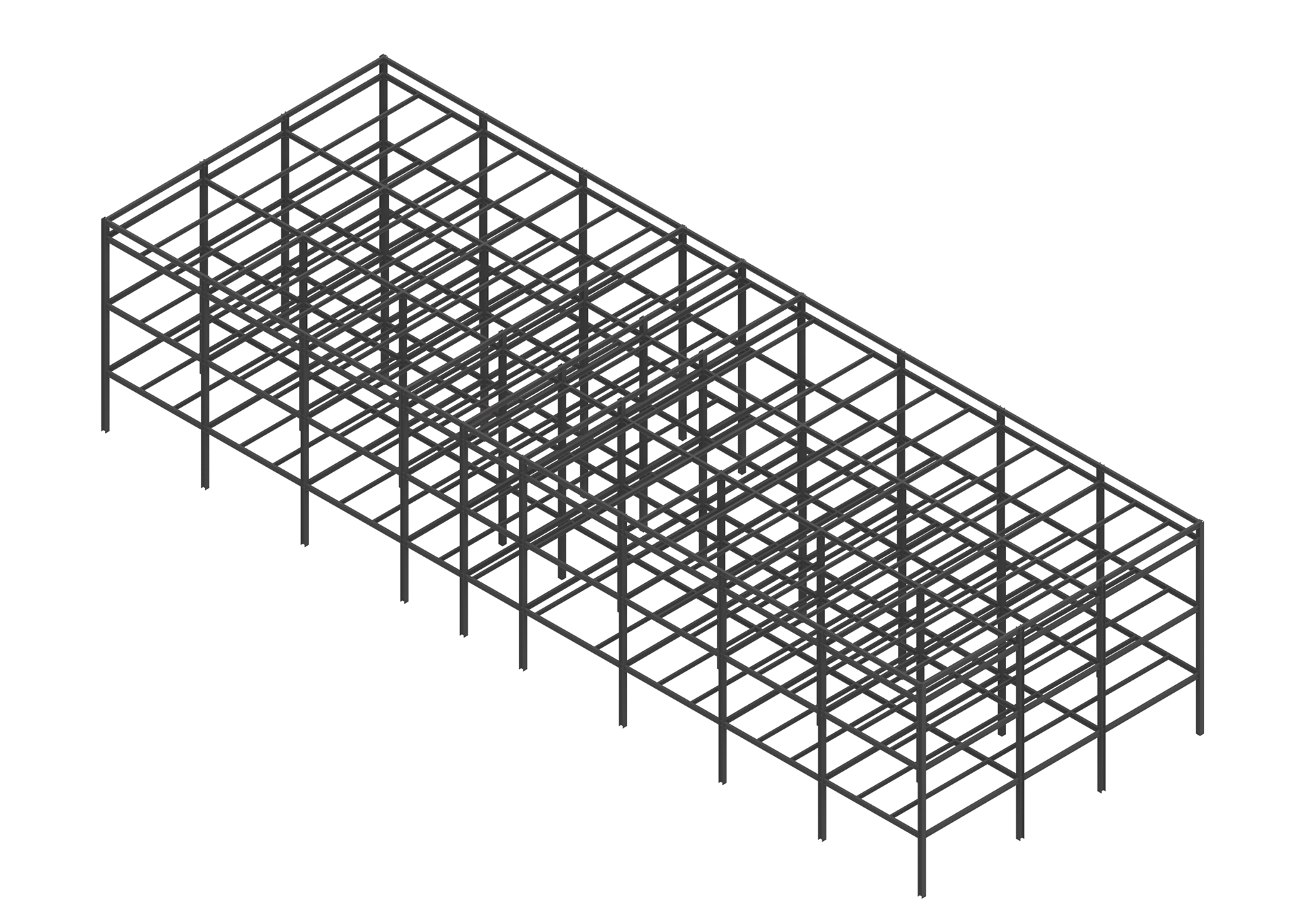 Perspective view of the structure of the Barragan, Canova and Ghirri pavillions
