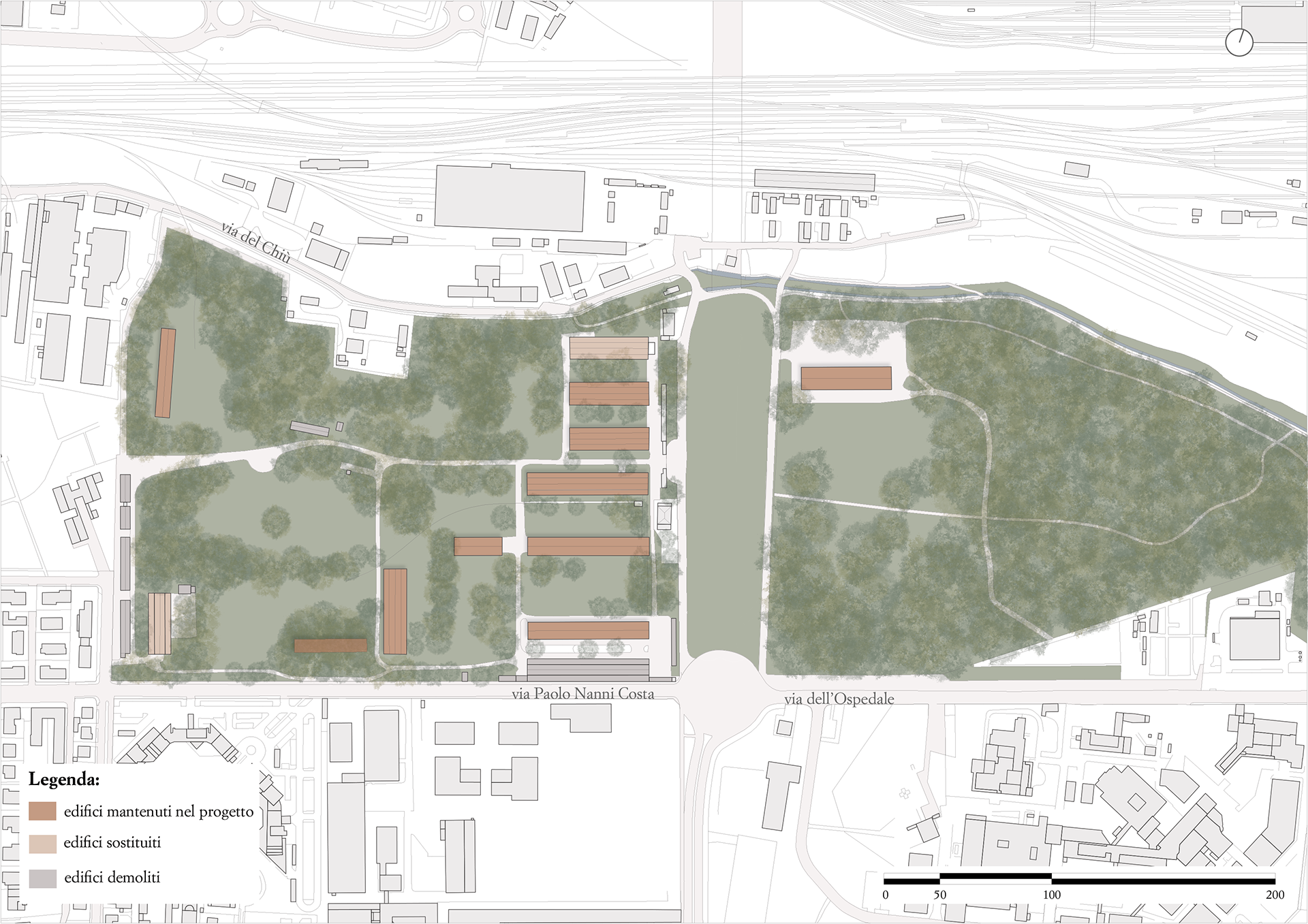 Selection between the buildings to be preserved and those to be demolished