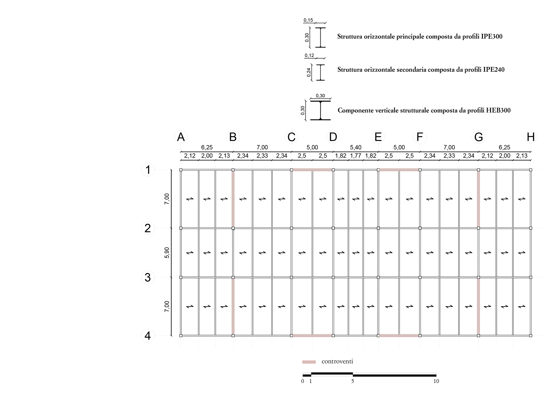 Typical floor framing and profile scheme used for the Weston pavillion