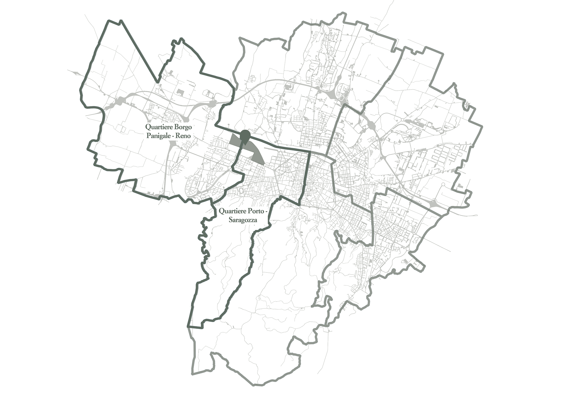 Location of the area in relation to the division into districts