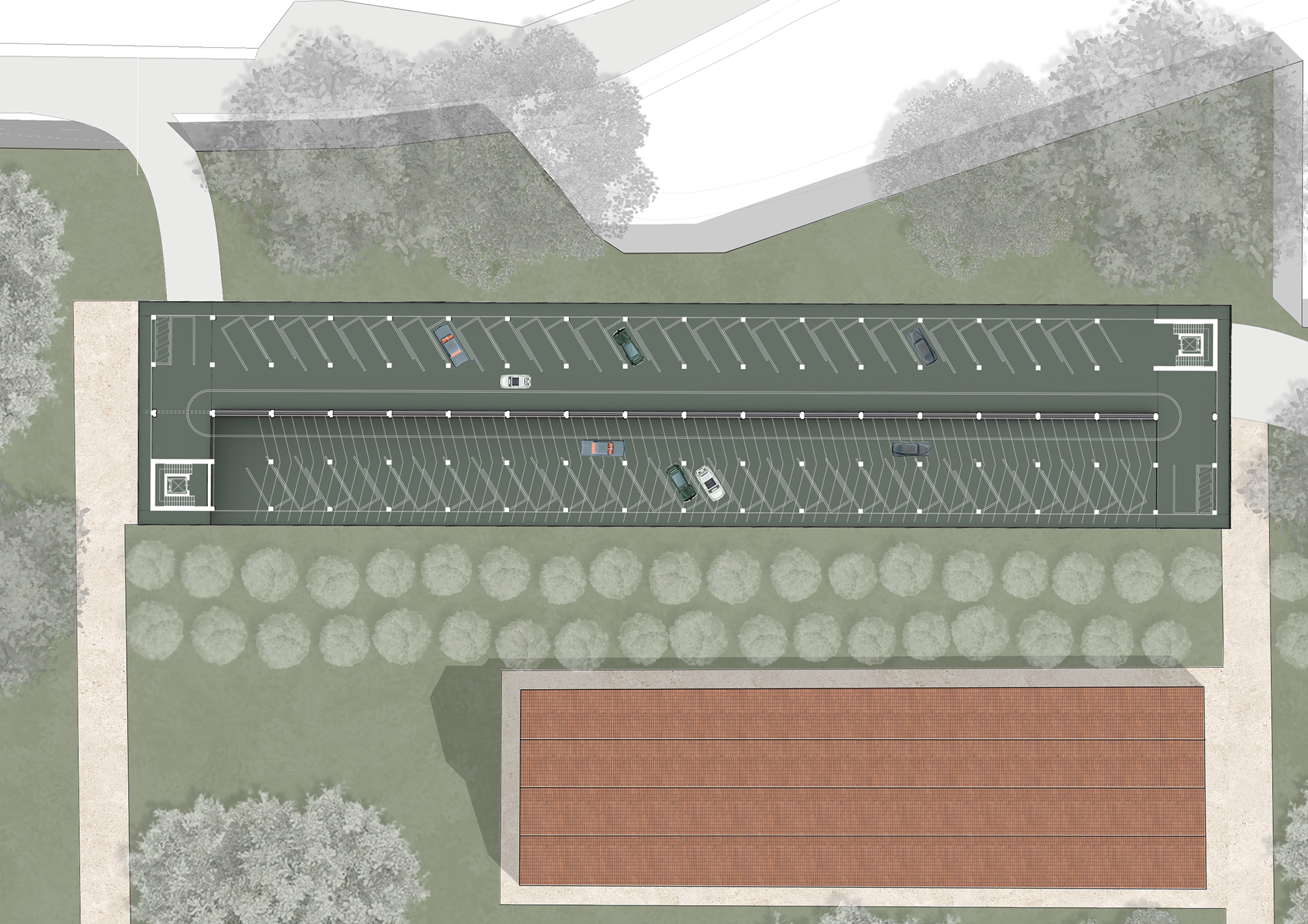 Floor plan view of the NE parking