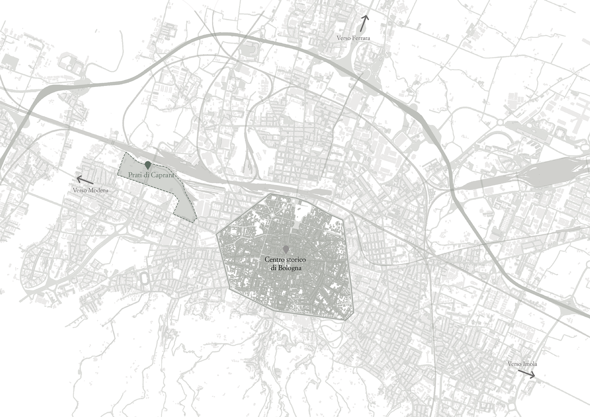 Urban location of the area of the Prati di Caprara