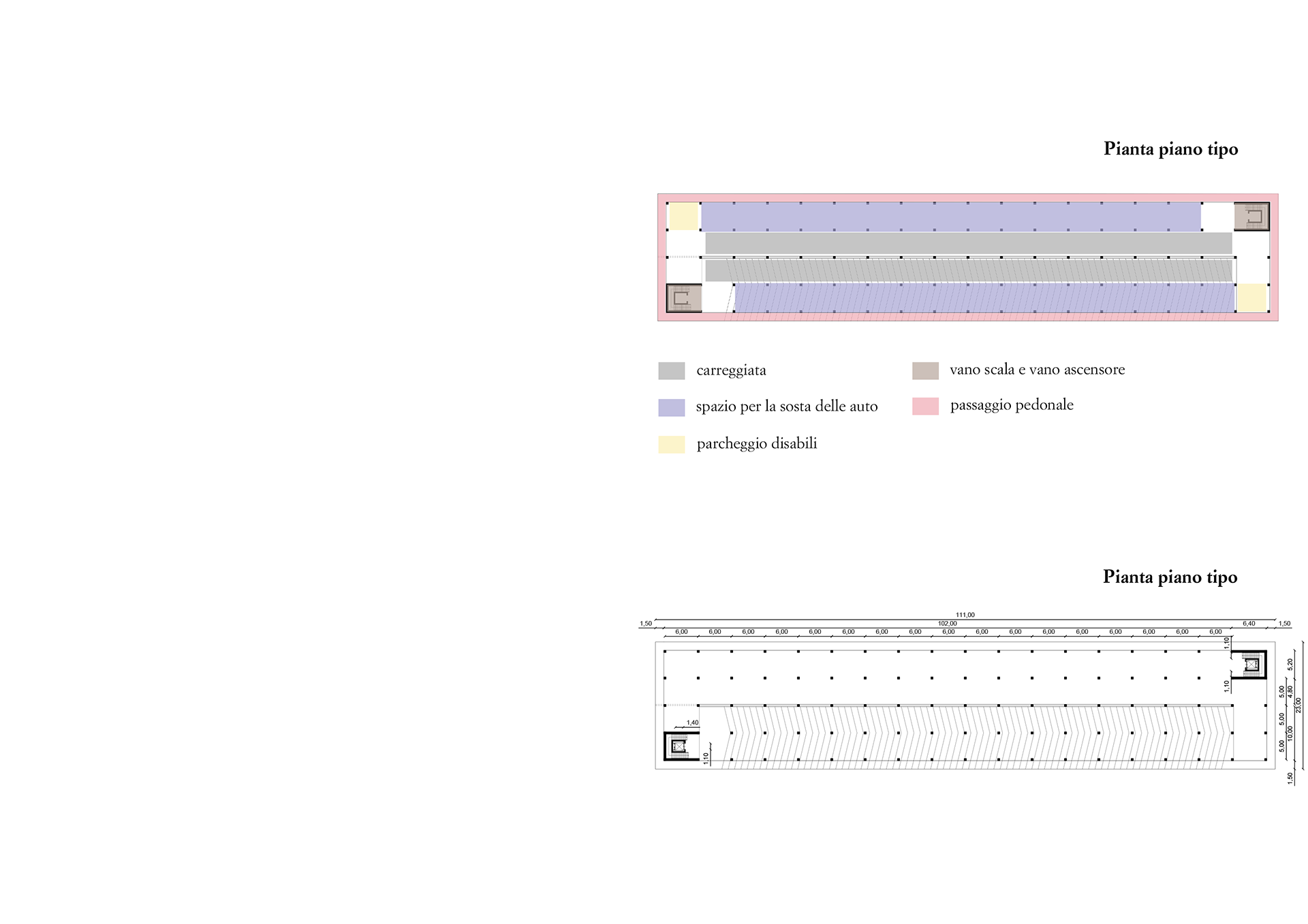 Compositional diagrams of the floor plans of parkings
