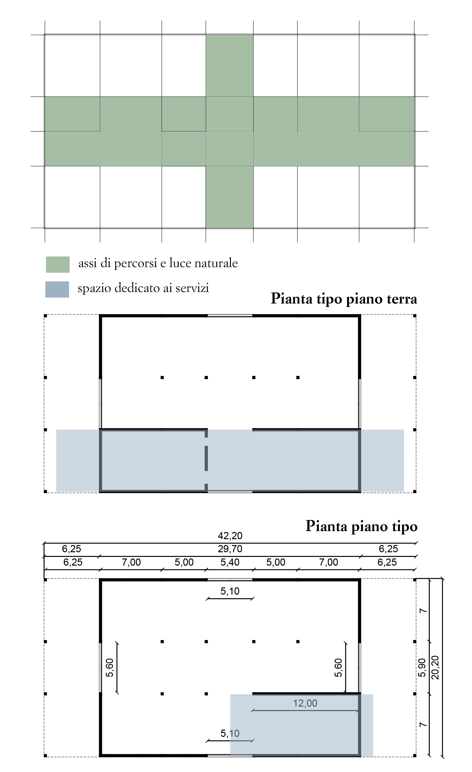 Compositional diagrams of the floor plans of Type 1 buildings
