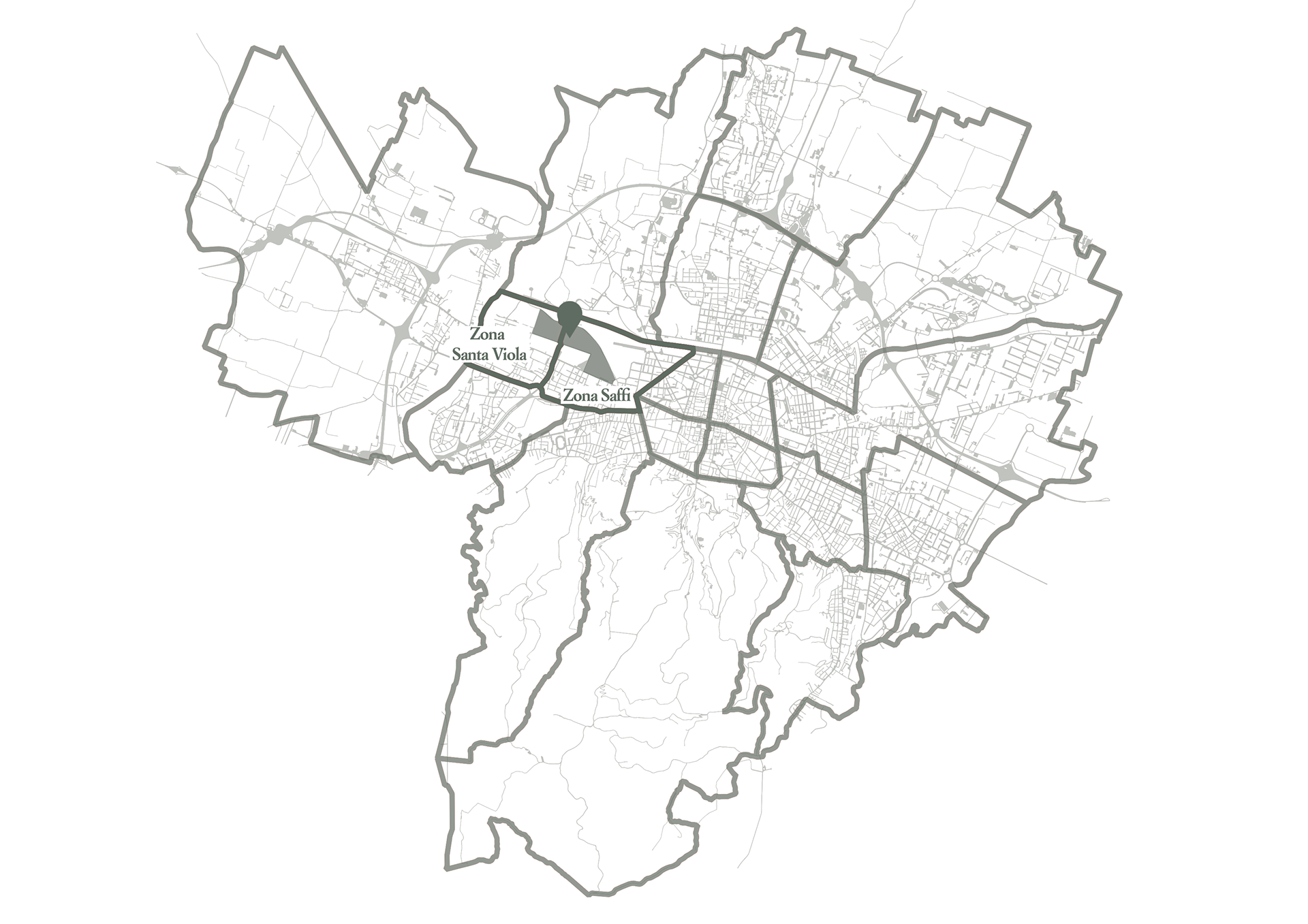 Location of the area in relation to the division into zones, according to the former administrative subdivision