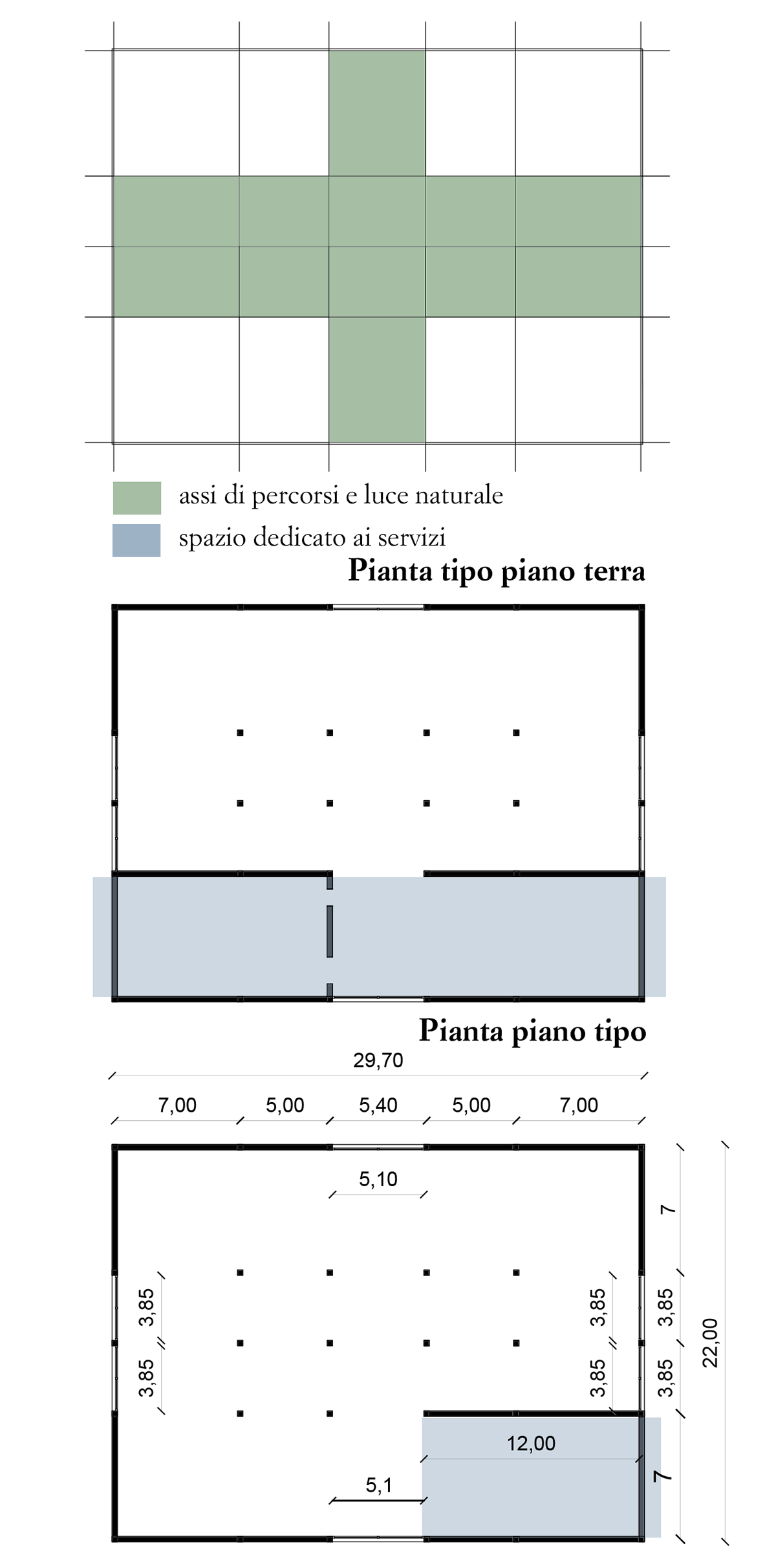 Compositional diagrams of the floor plans of Type 1 buildings