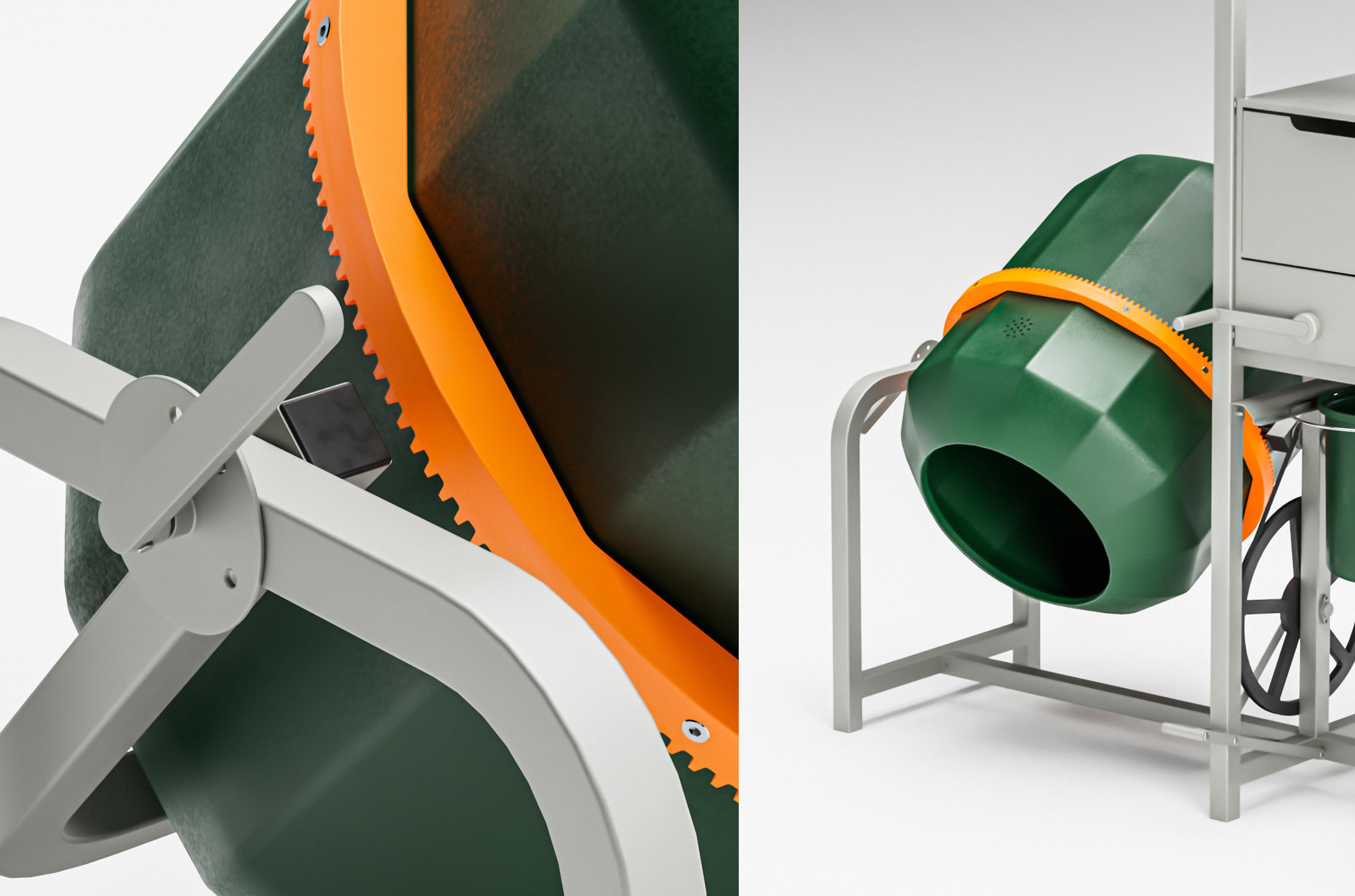 A handle allows to adjust and lock the position of the bin.