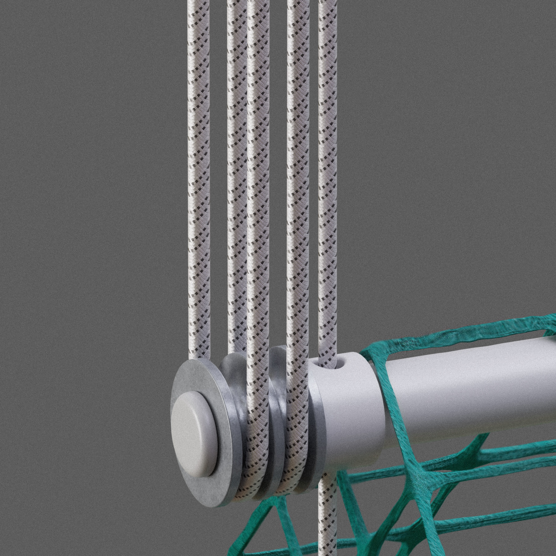 A pulley system facilitates the build up.