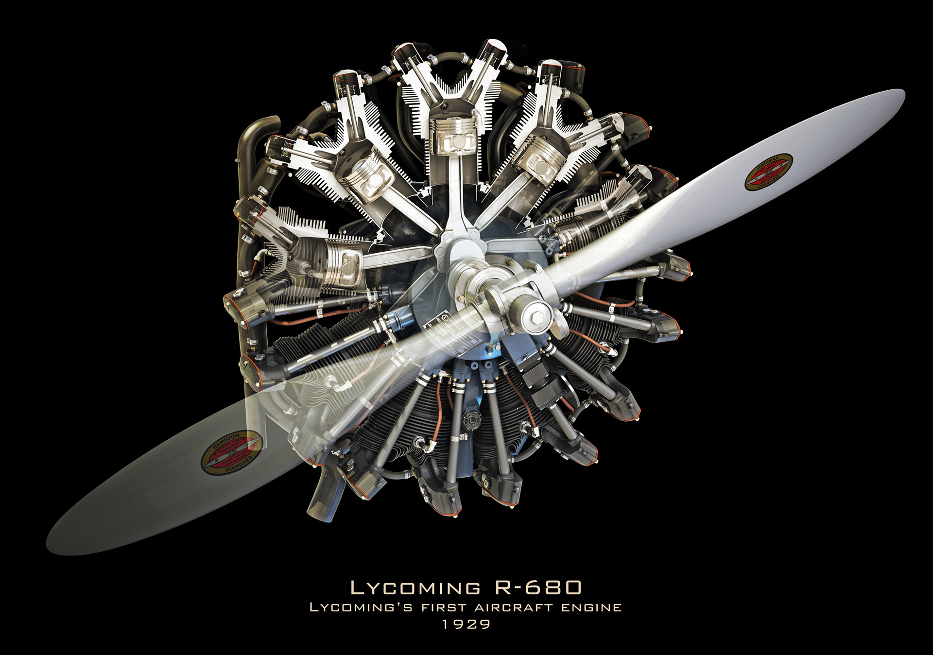Charles Floyd Design and Illustration - Lycoming Radial Engine / R-680 /  posters / animation