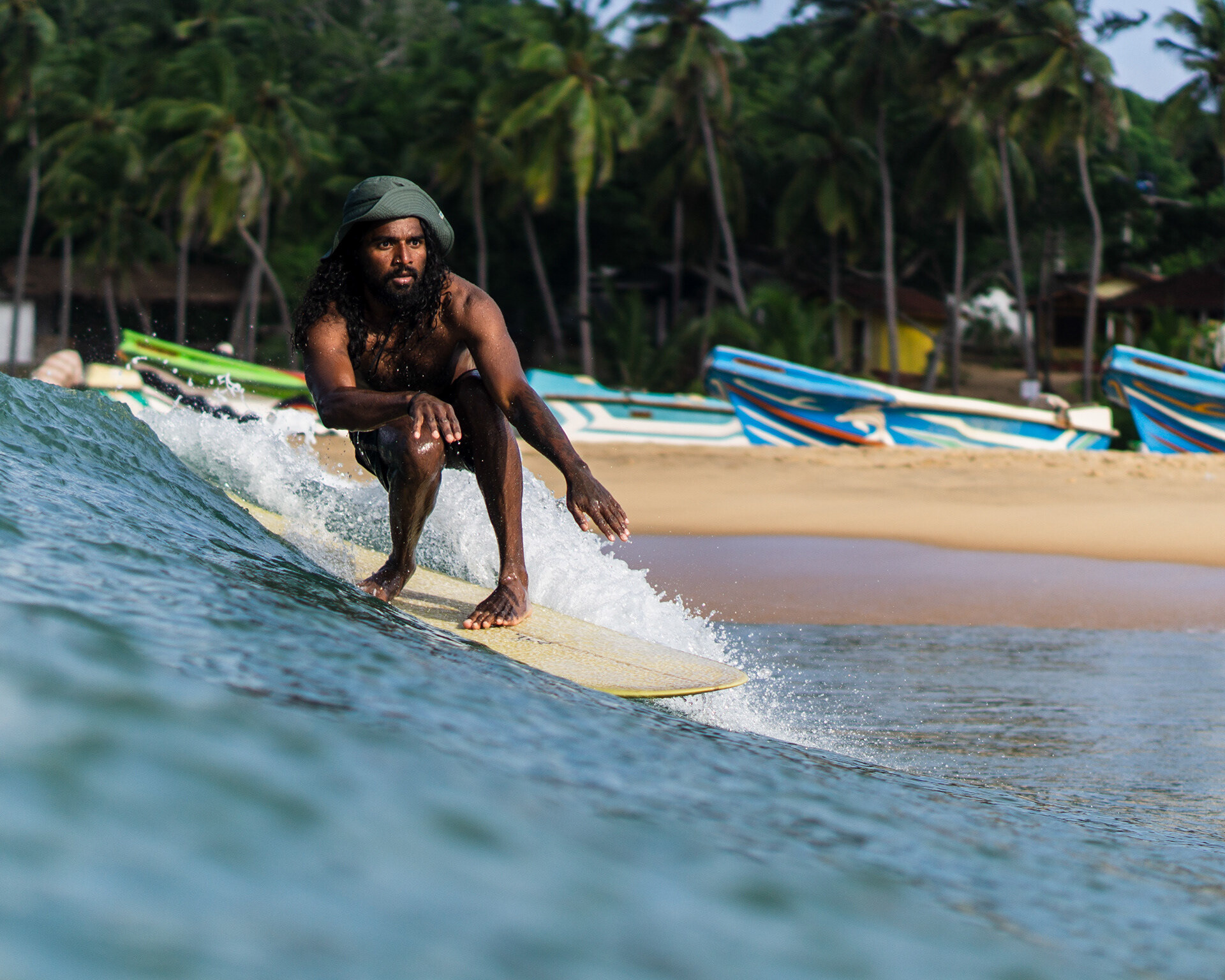 kiri_goodknow rding a Thomas surfboard at Baby Point Arugambay Sri Lanka