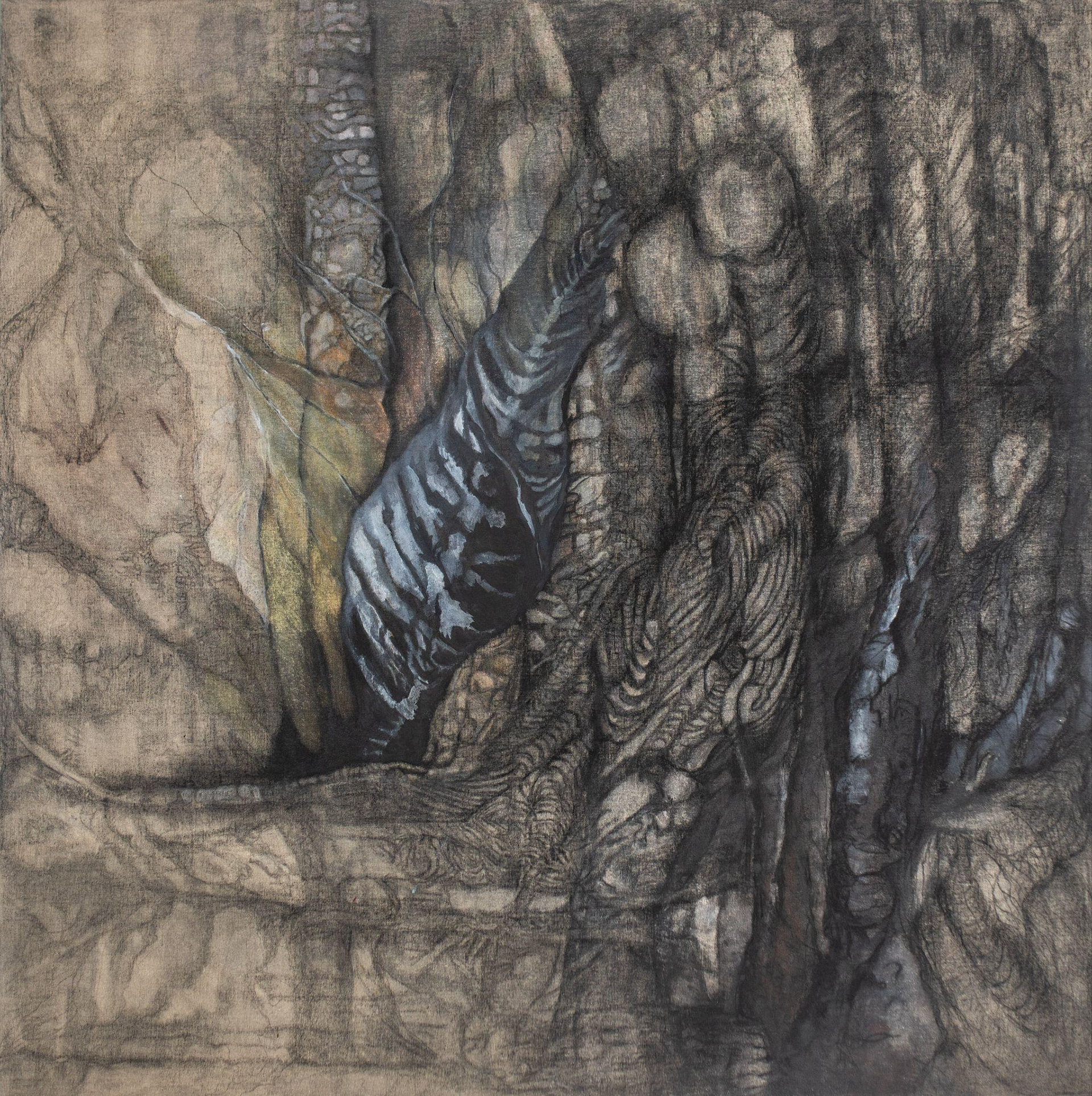 Untitled 2.0 | 2023| Charcoal on canvas | 120x120 cm