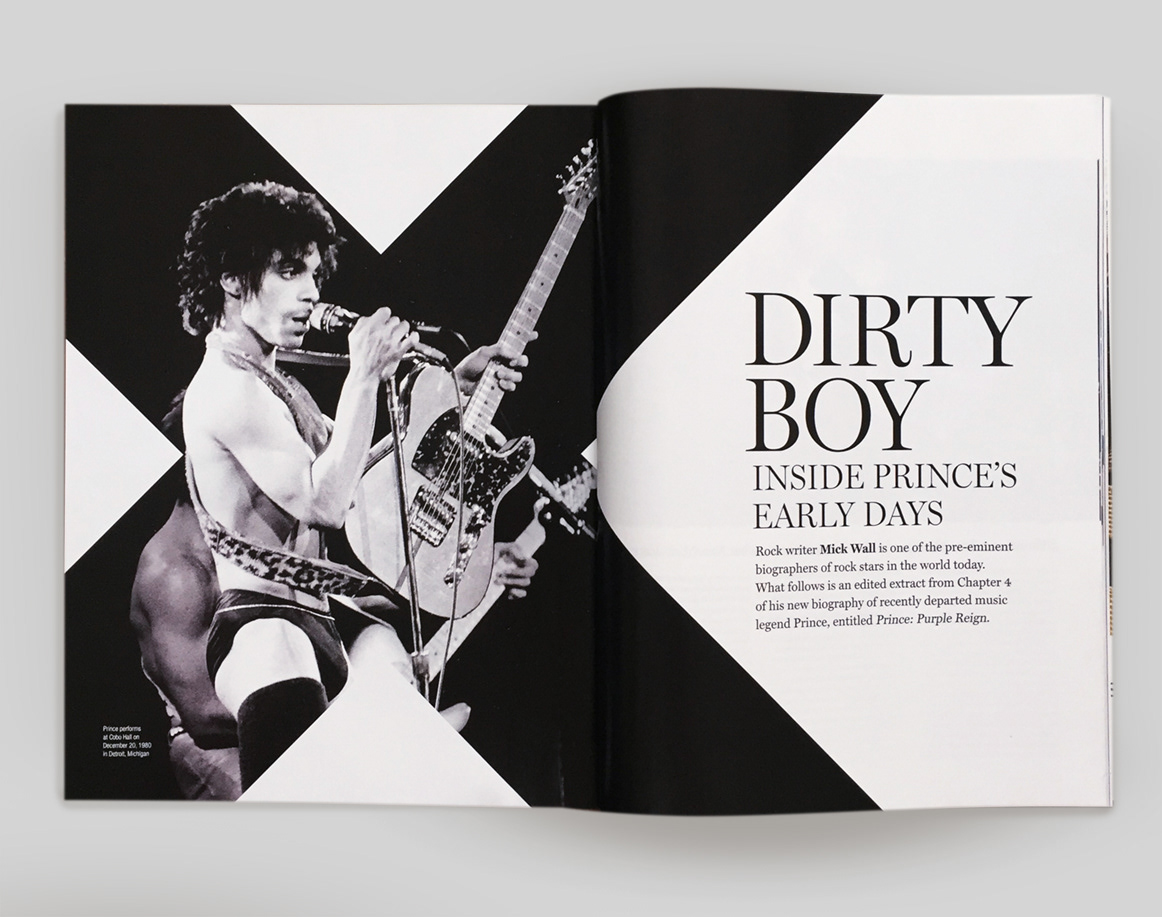 Prince layout design in bold X in Men's Style magazine 