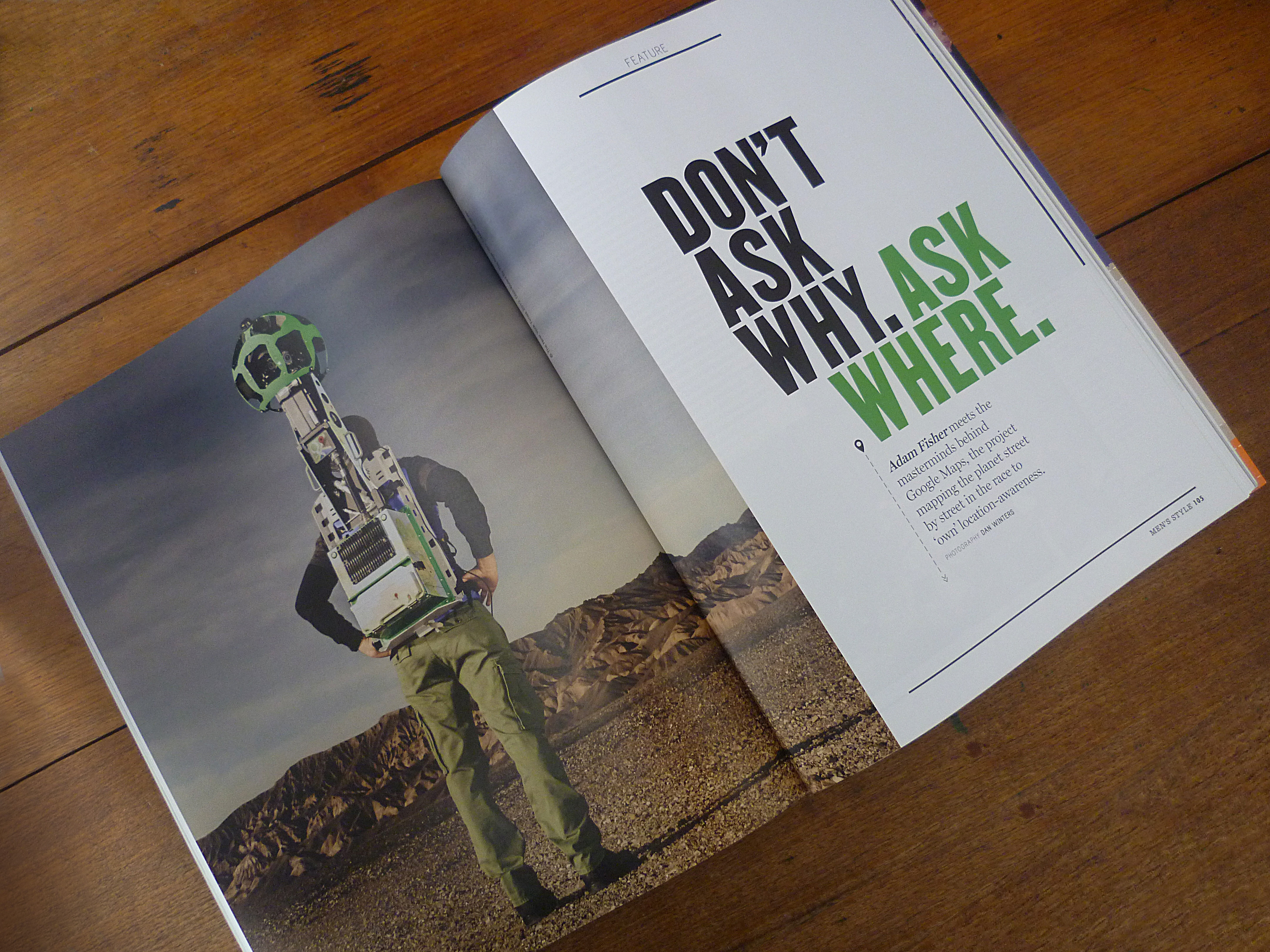 Google maps layout in Men's Style magazine. Chris Andrew Design