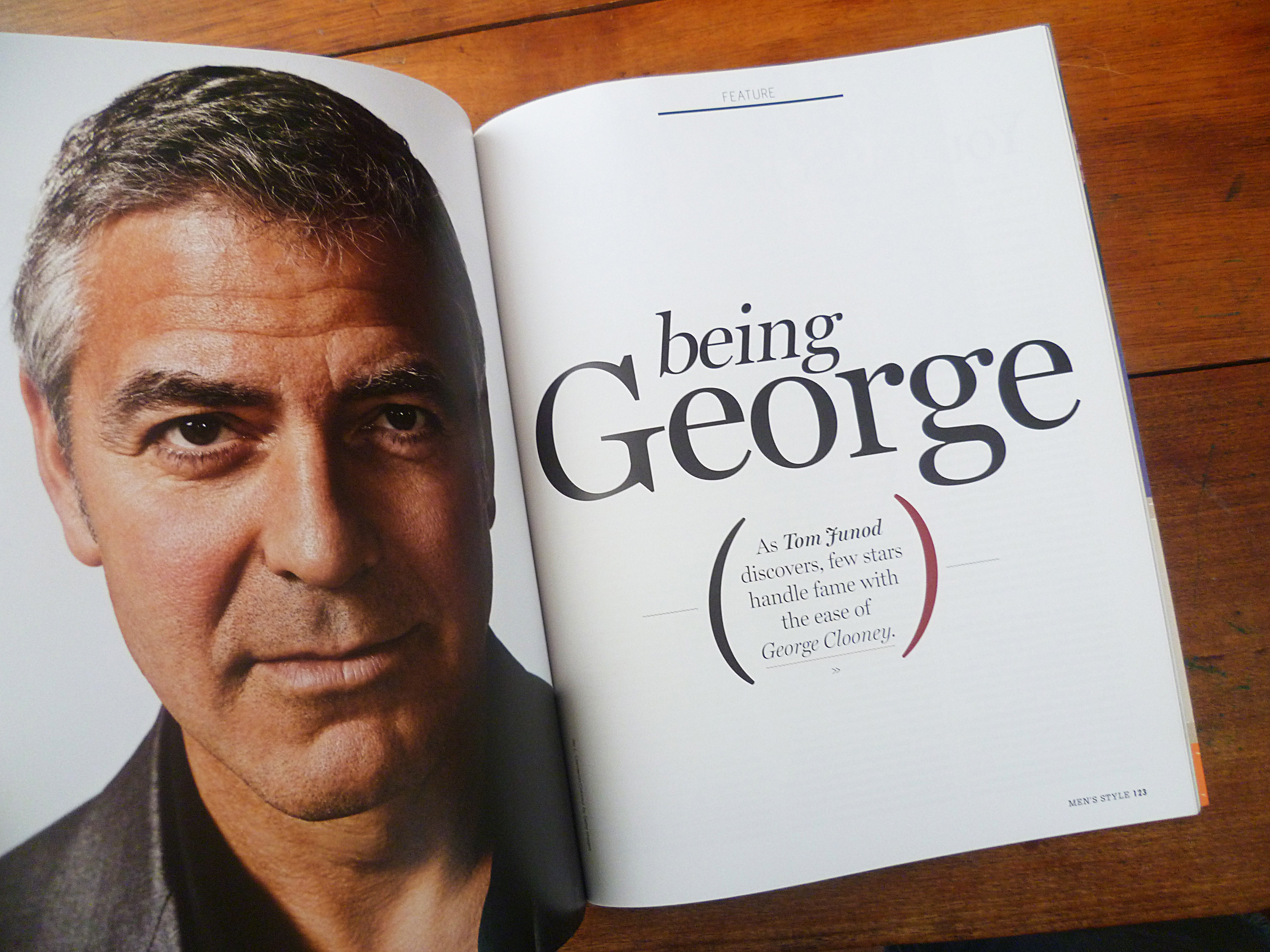George Clooney magazine layout in Men's Style magazine. Chris Andrew Design