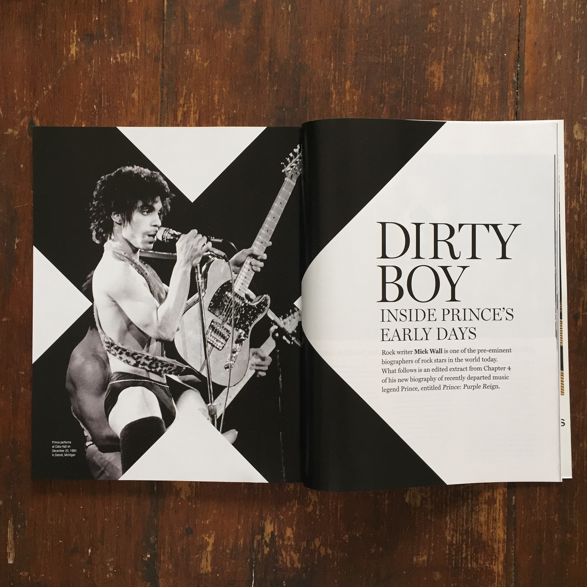 Prince magazine layout in Men's Style magazine. Chris Andrew Design