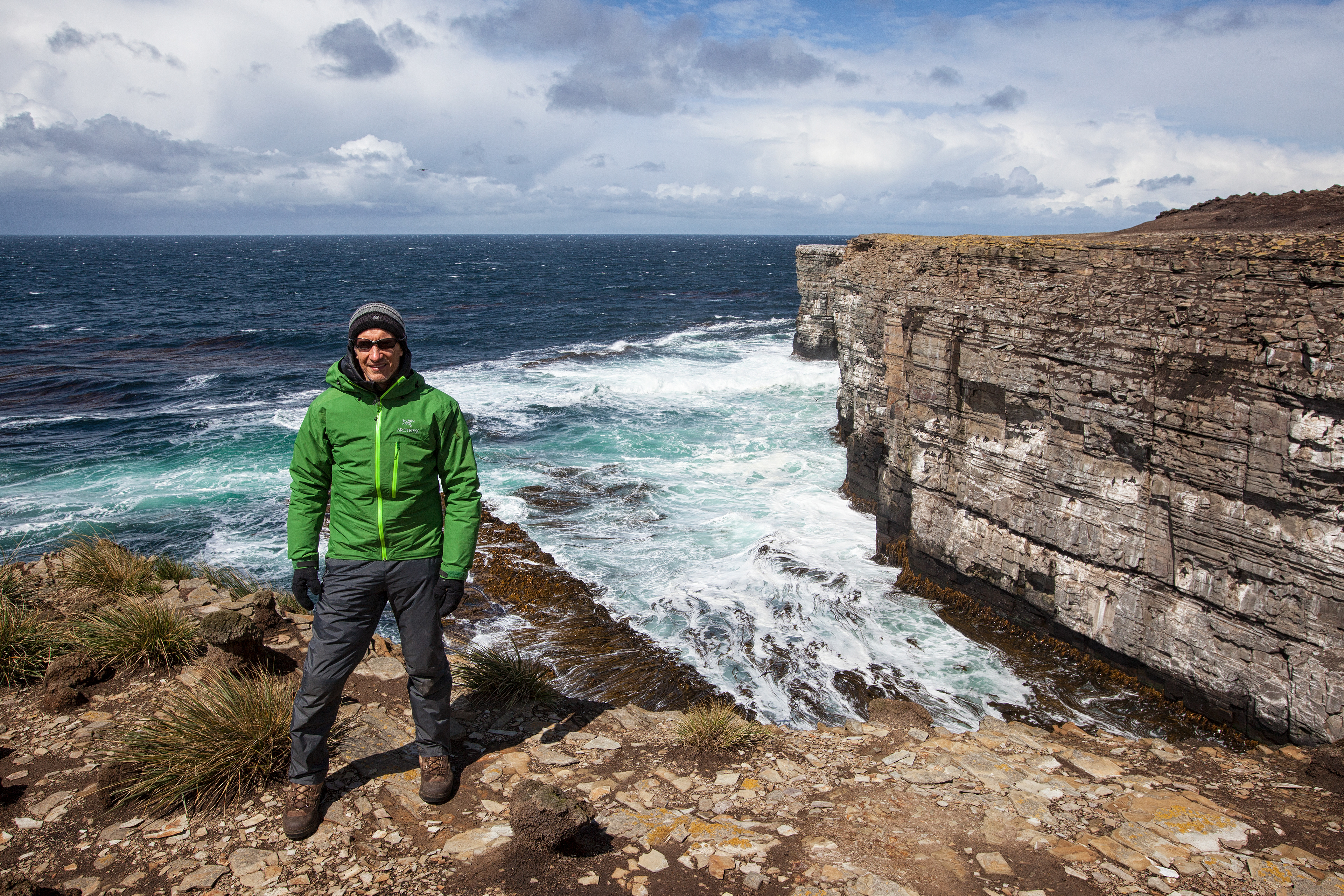 David on the cliffs of Sealion Island - Falklands