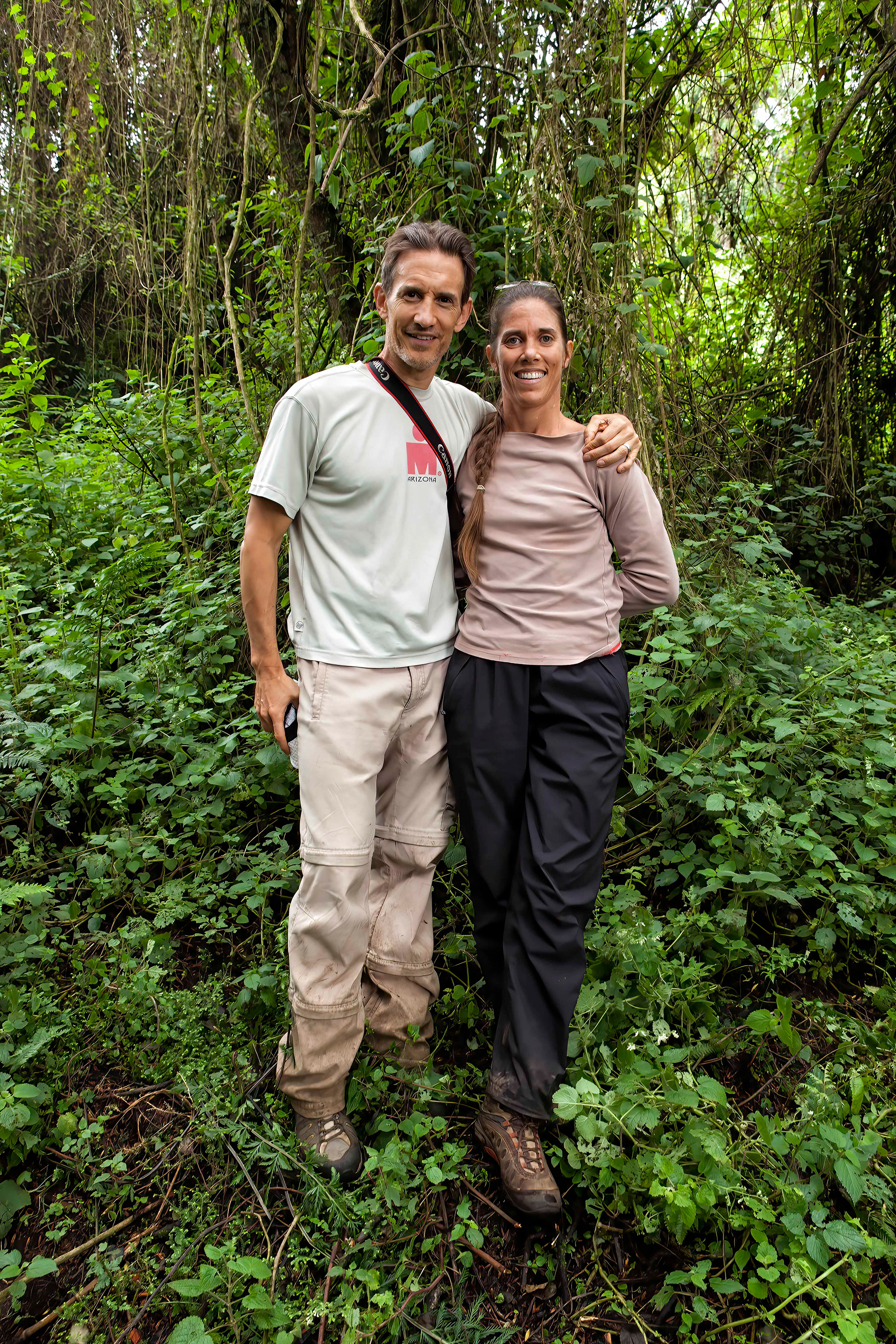 Robin and David on the way back from a Gorilla trek - Rwanda