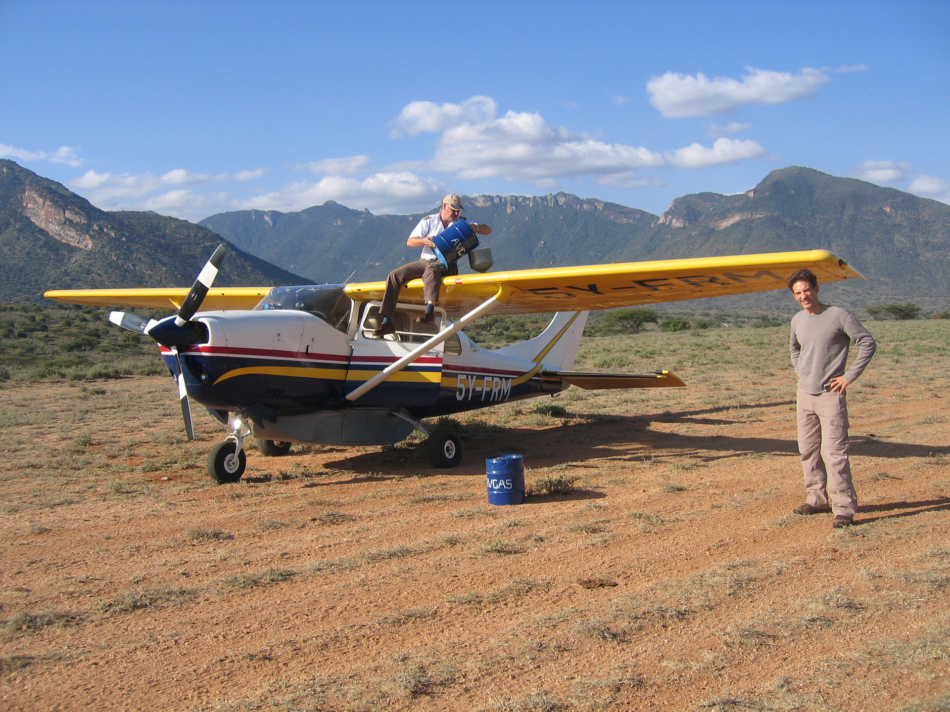 Refuelling on a remote airstrip - Kenya