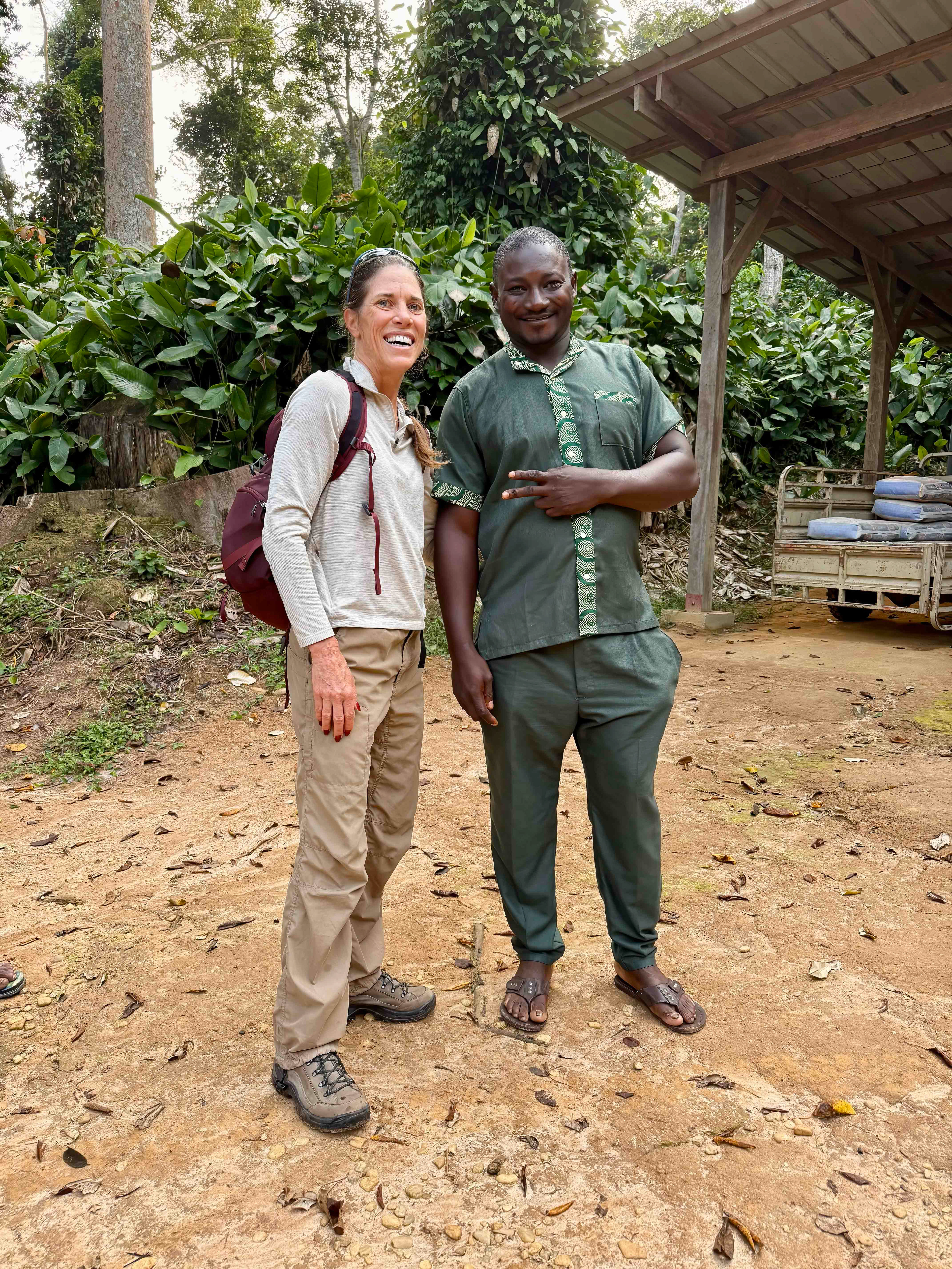 Robin with our fantastic guide, Plaisance, in Odzala-Kokoua National Park, Republic of Congo