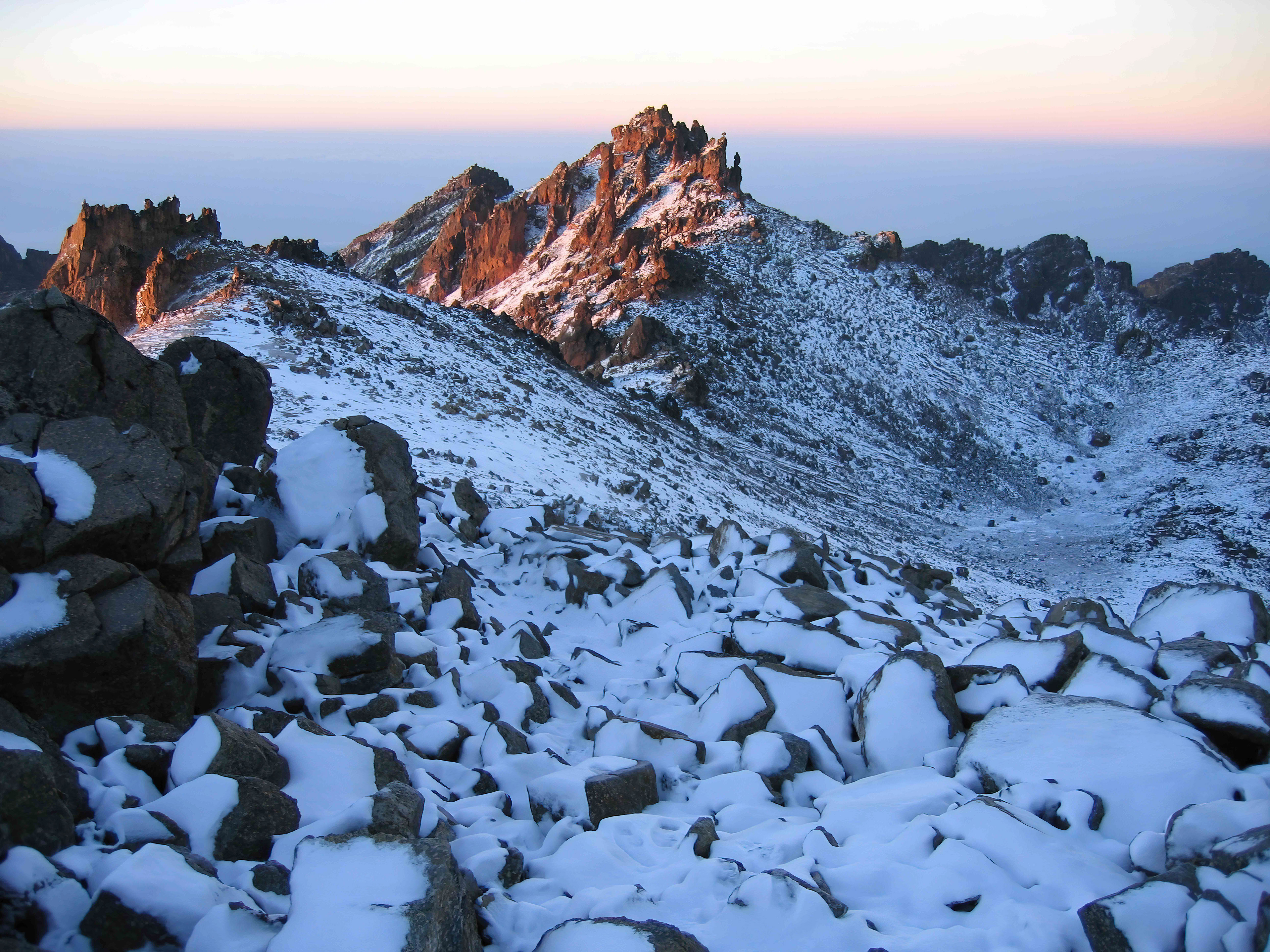 Sunrise near the summit of Mount Kenya