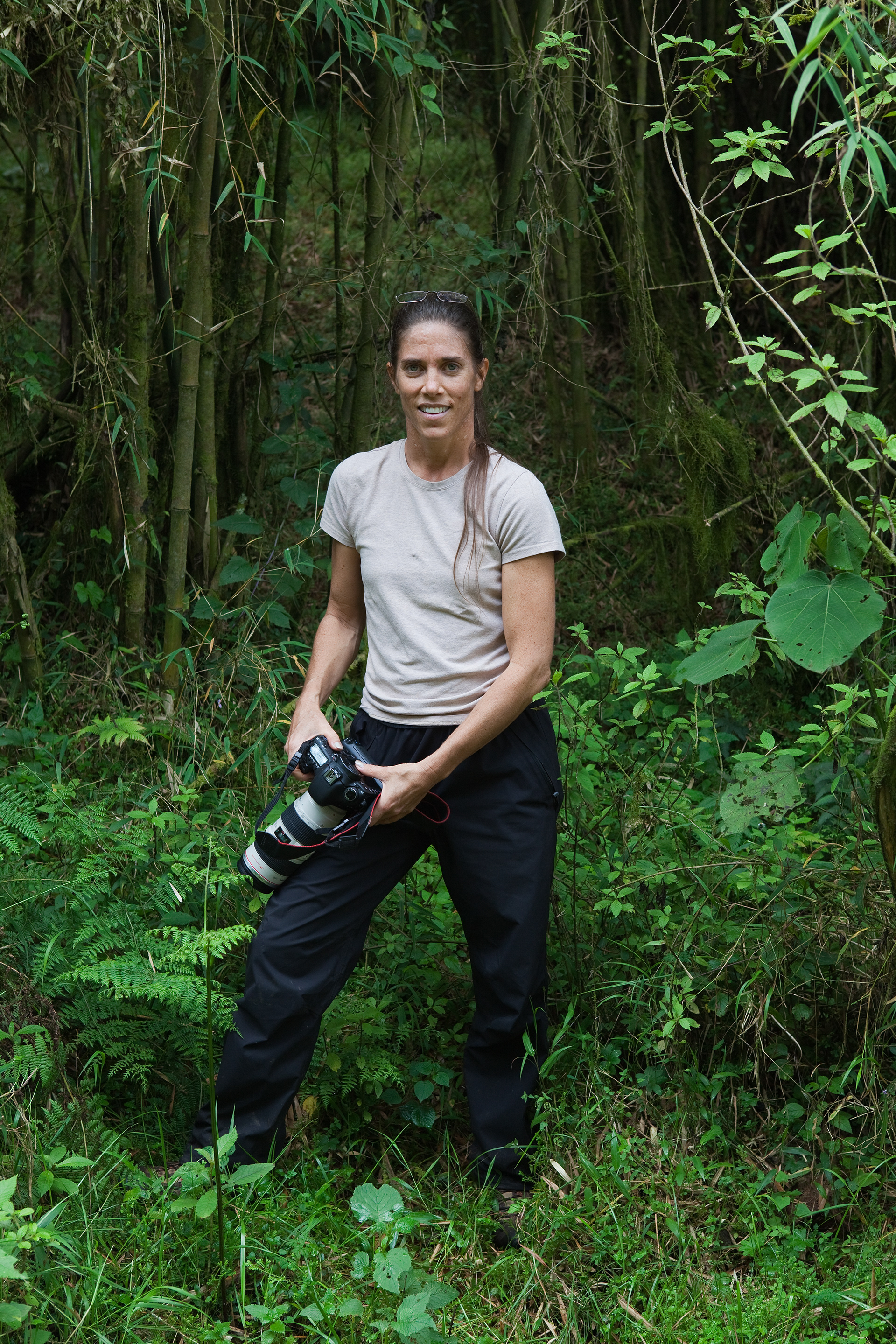 Robin at the end of a gorilla trek - Rwanda