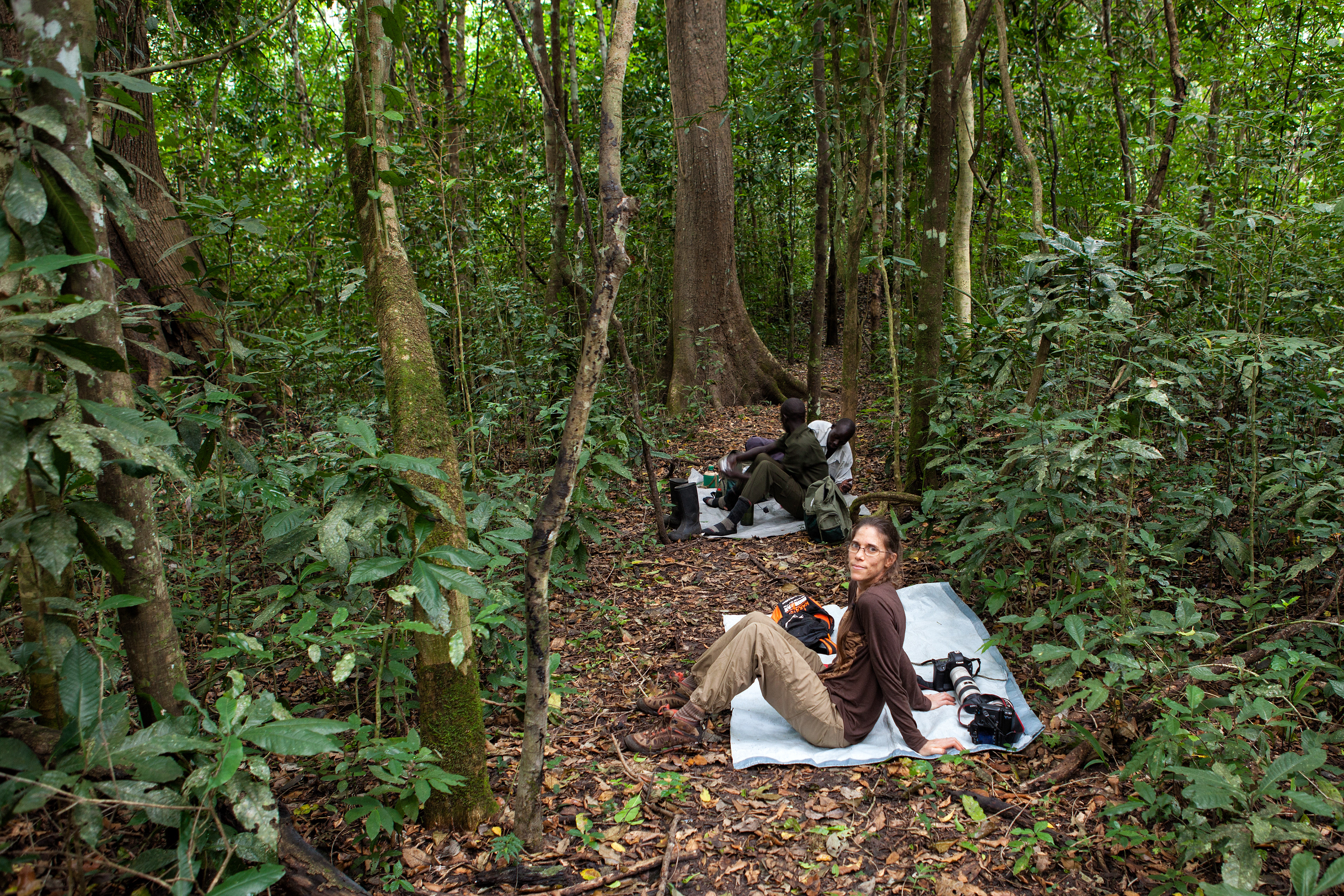 Taking a break during Chimp trekking - Uganda