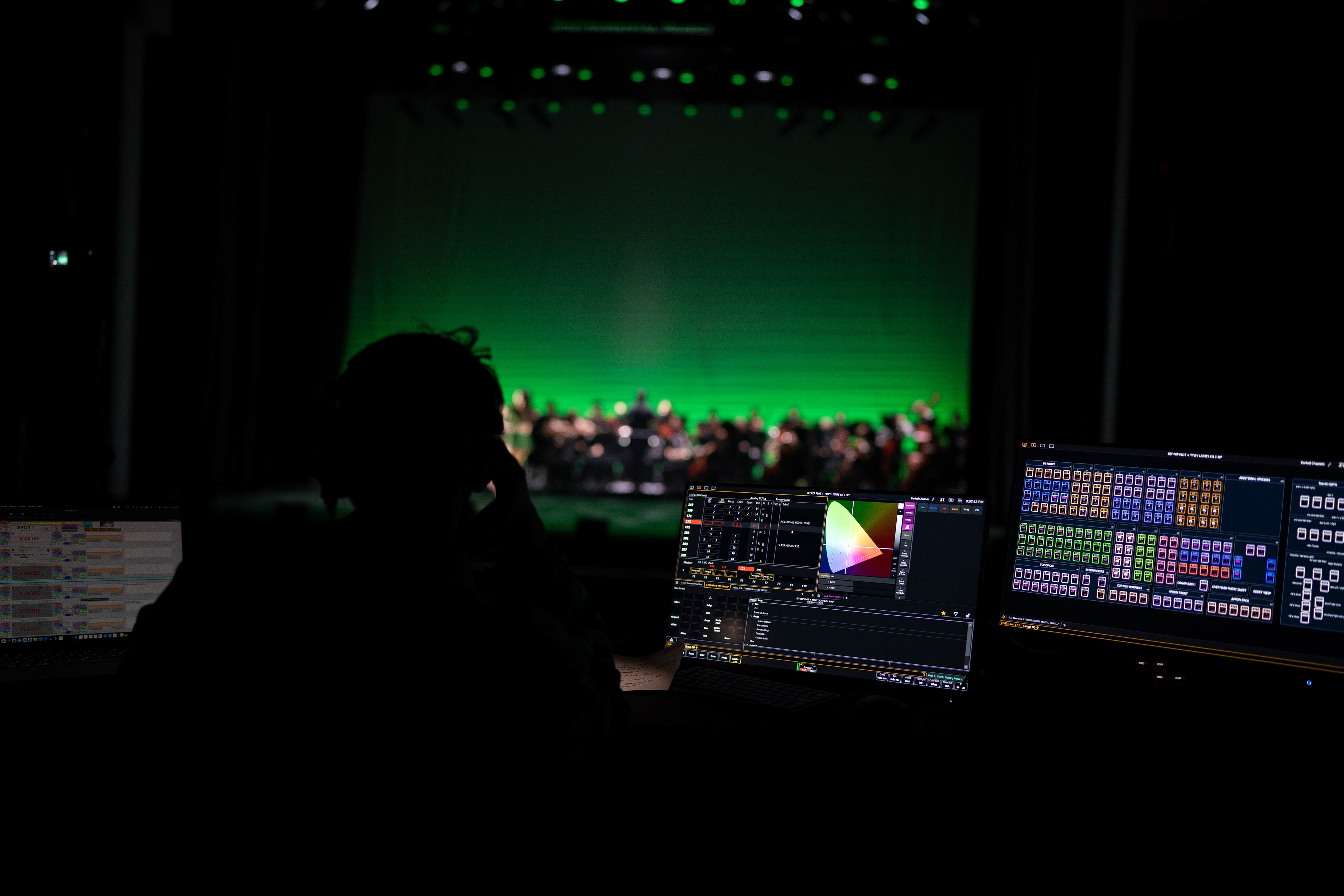 RIT Tech Crew manipulates lighting during a dress rehearsal for “Till There Was You” in RIT’s Performing Arts Center on April 8, 2026.