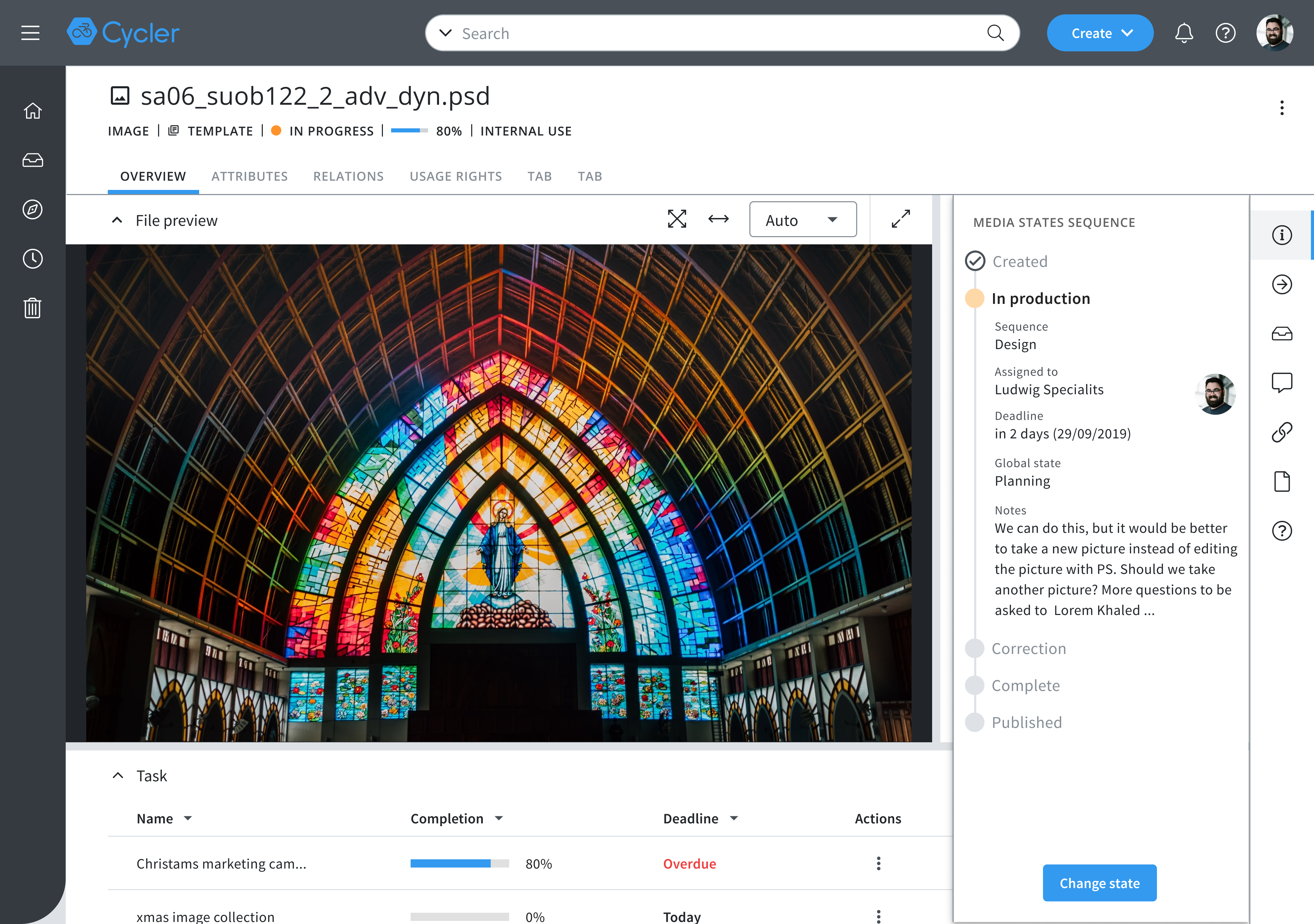 Image asset page with open Overview tab 