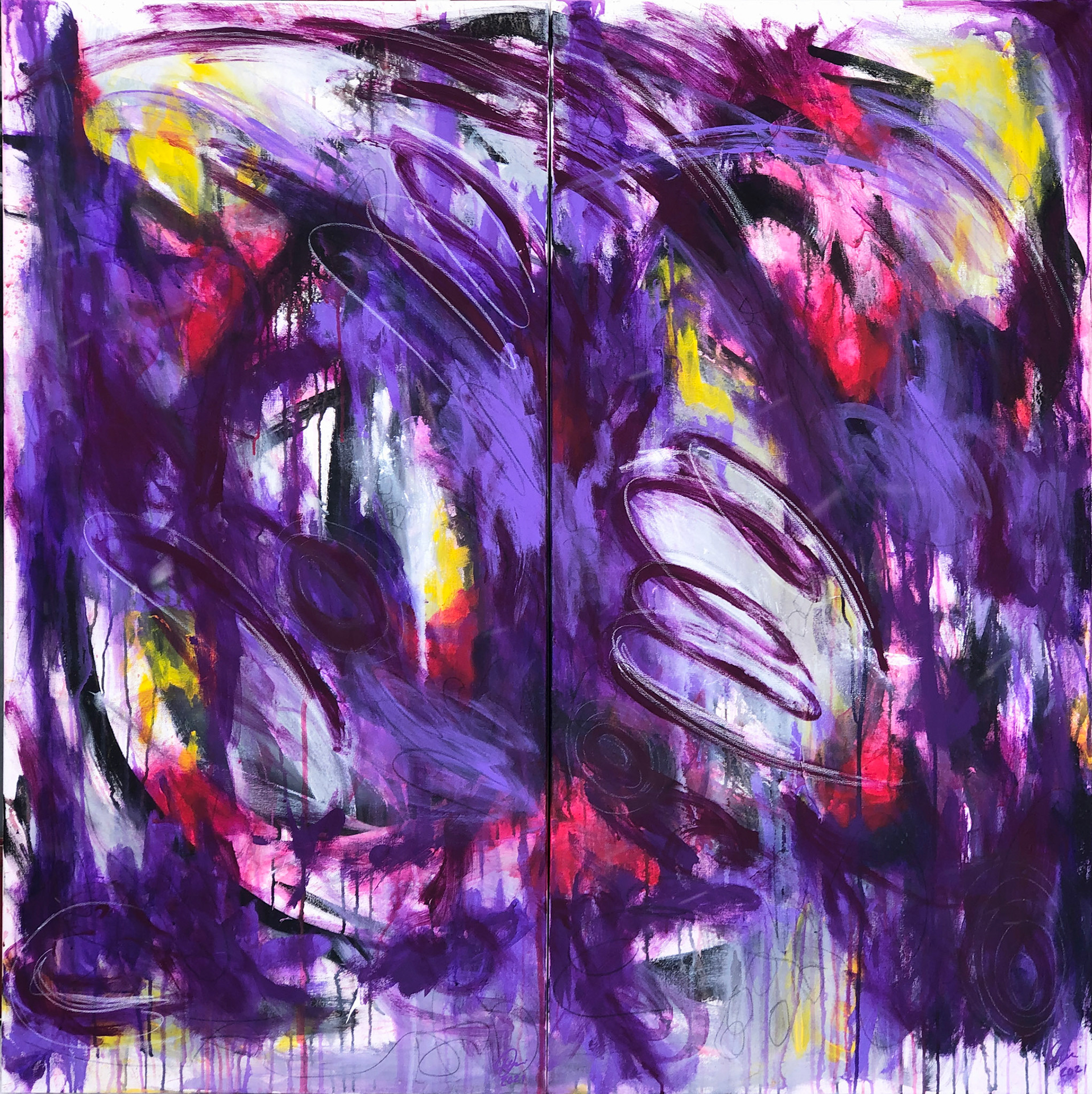 "Glimpse" 48 x 48 diptych