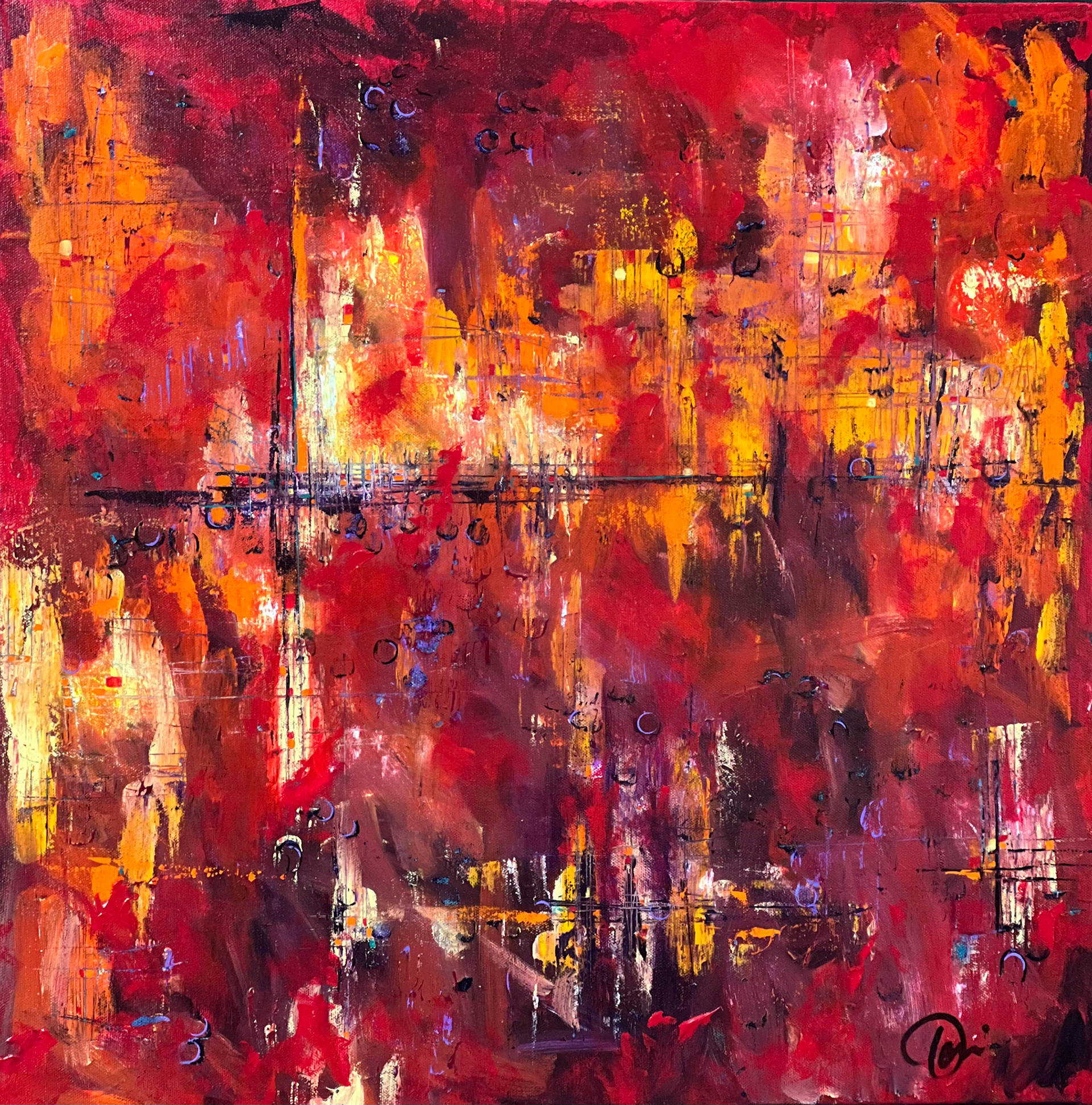 "Burning Down the House" 18 x 18