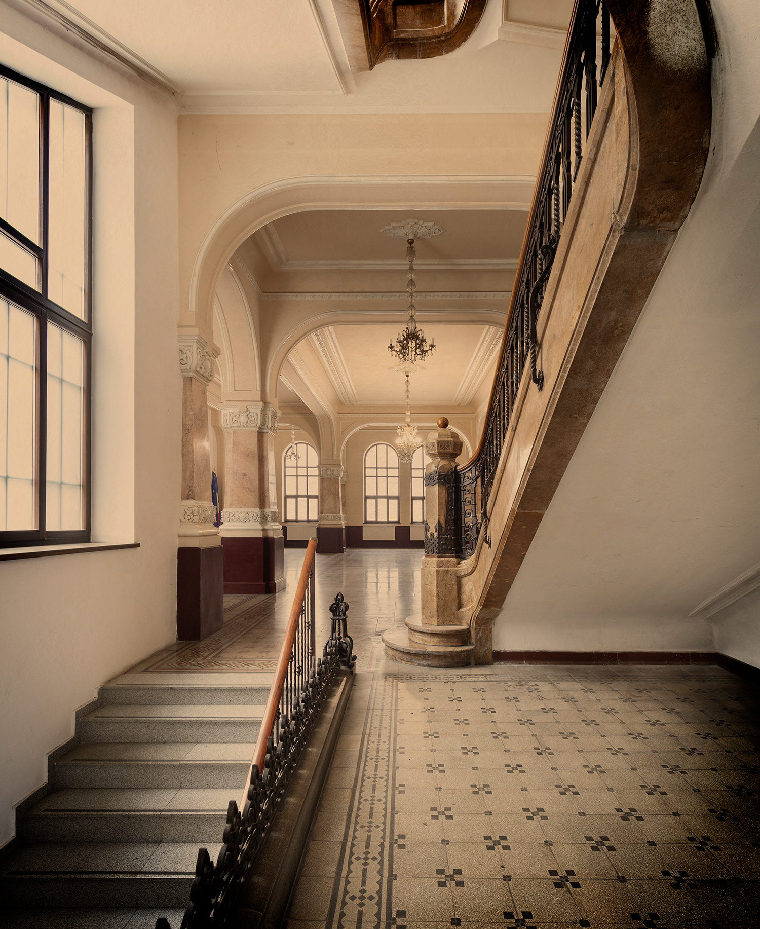 The Post Office Customs Palace was built between 1914 and 1926 by architect Statie Ciortan in the Neo-Romanian style, inspired by traditional Romanian architecture and the medieval and Brâncovenesc heritage promoted by Ion Mincu. After serving as a headquarters for the communist secret police and later the Ministry of Internal Administration, the building is now the headquarters of the General Inspectorate of the Romanian Police.