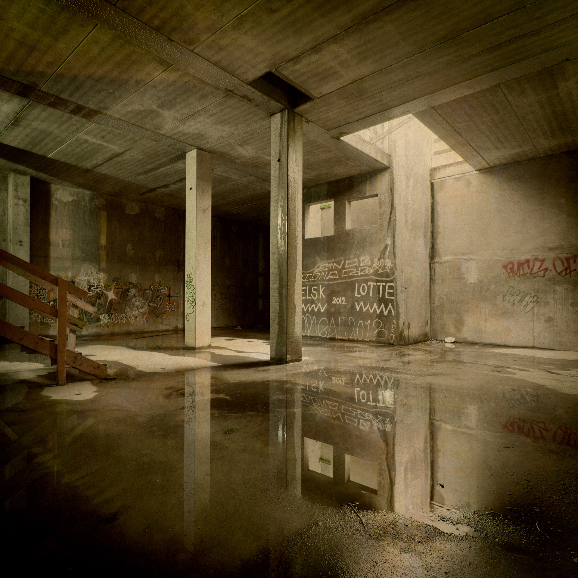 Foundations at the harbor. Fine Art photographic Inkject Print. 80x80cm. Beech frame with museum glass. Edition of 3. 