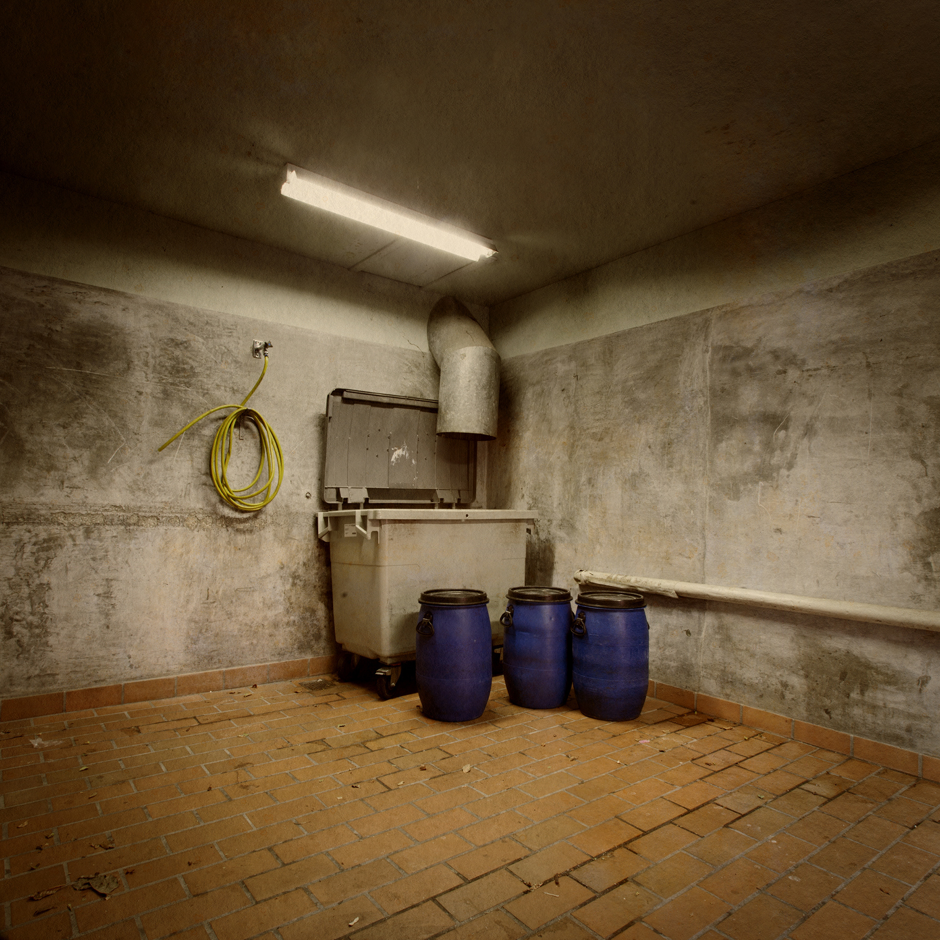 Garbage room at Vestergade. Fine Art photographic Inkject Print. 80x80cm. Beech frame with museum glass. Edition of 3. 