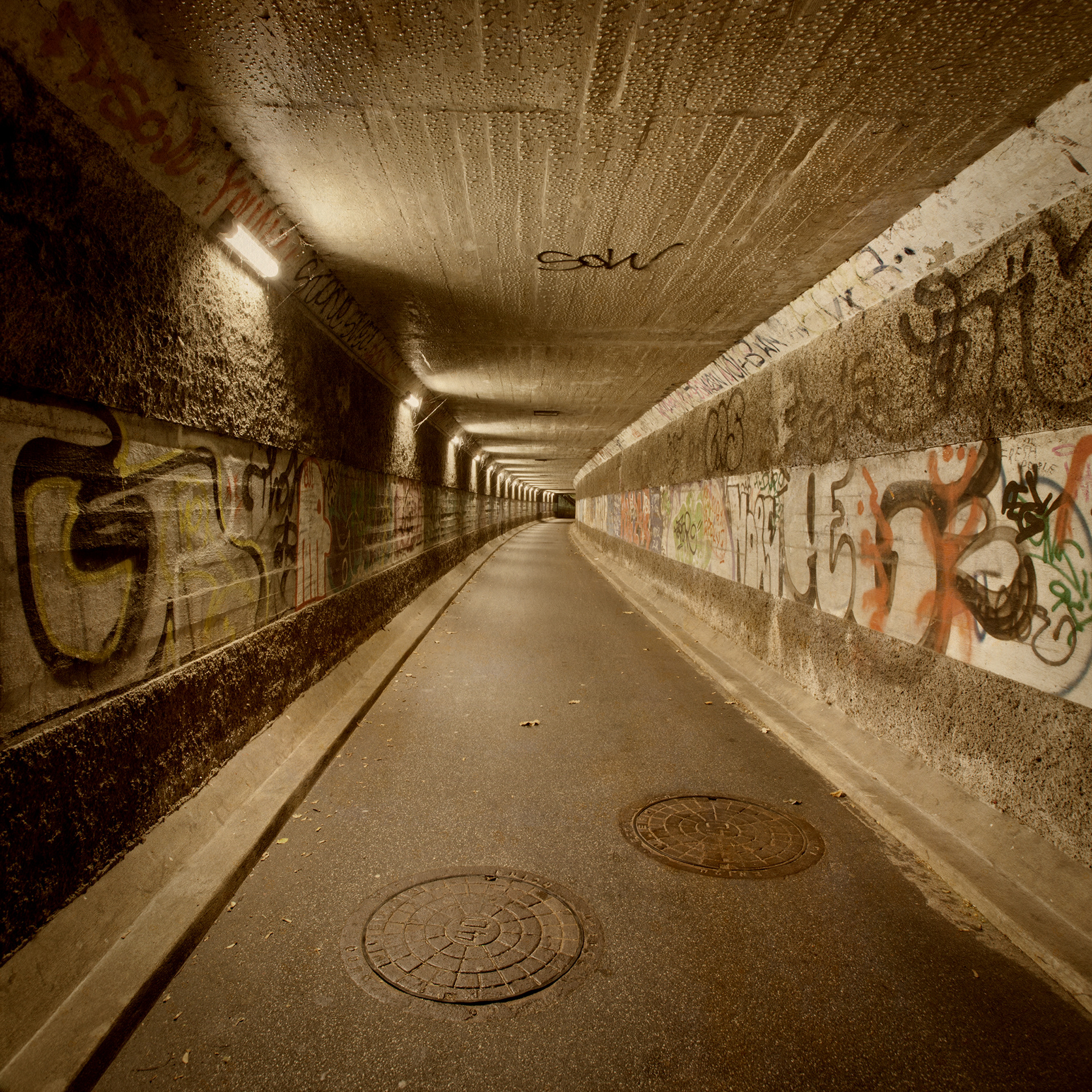 Tunnel at Skovvejen. Fine Art photographic Inkject Print. 80x80cm. Beech frame with museum glass. Edition of 3. 