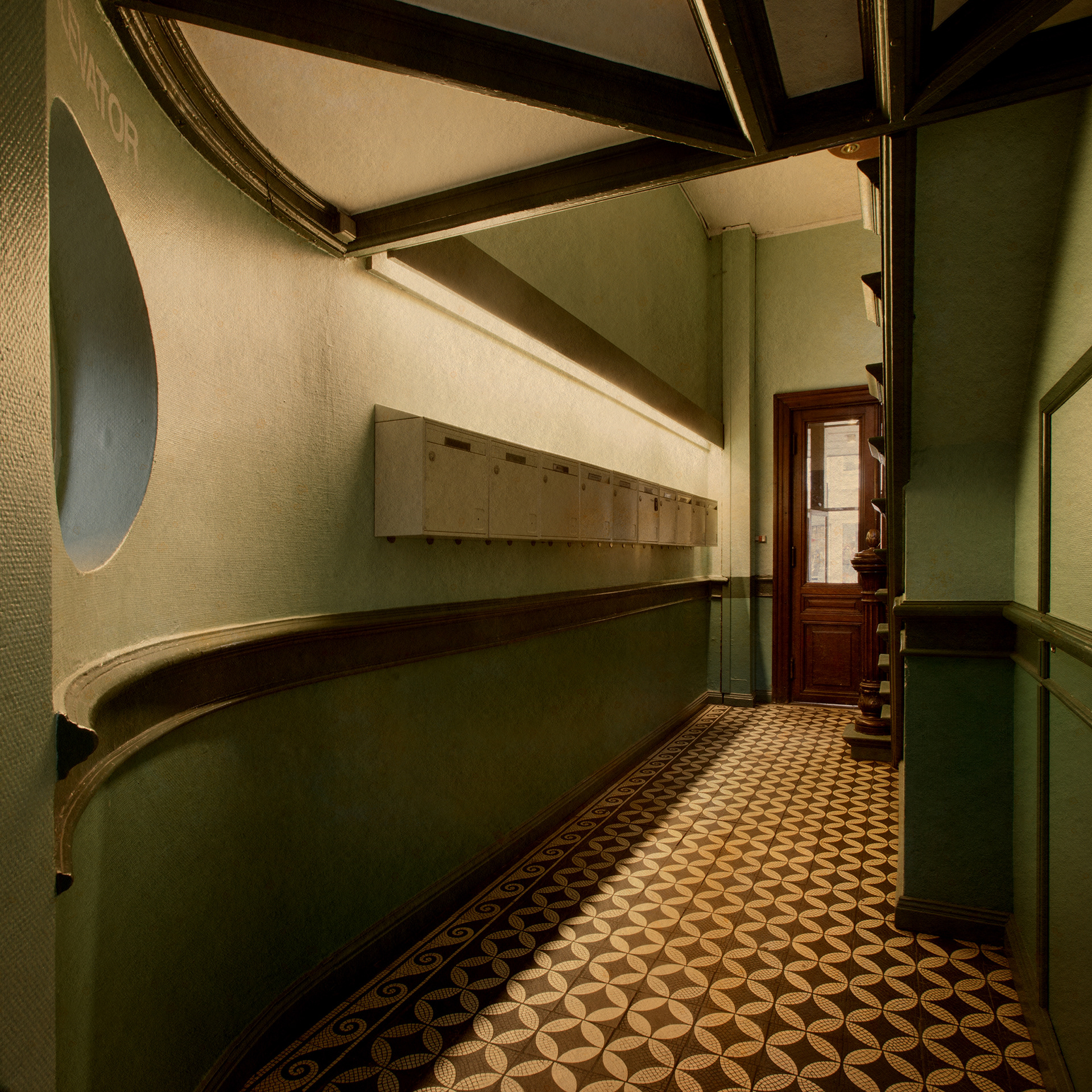 Hall at Store Torv. Fine Art photographic Inkject Print. 80x80cm. Beech frame with museum glass. Edition of 3. 