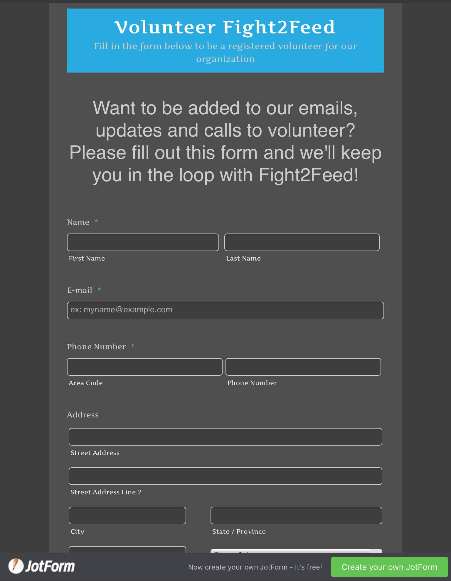 form on the site now