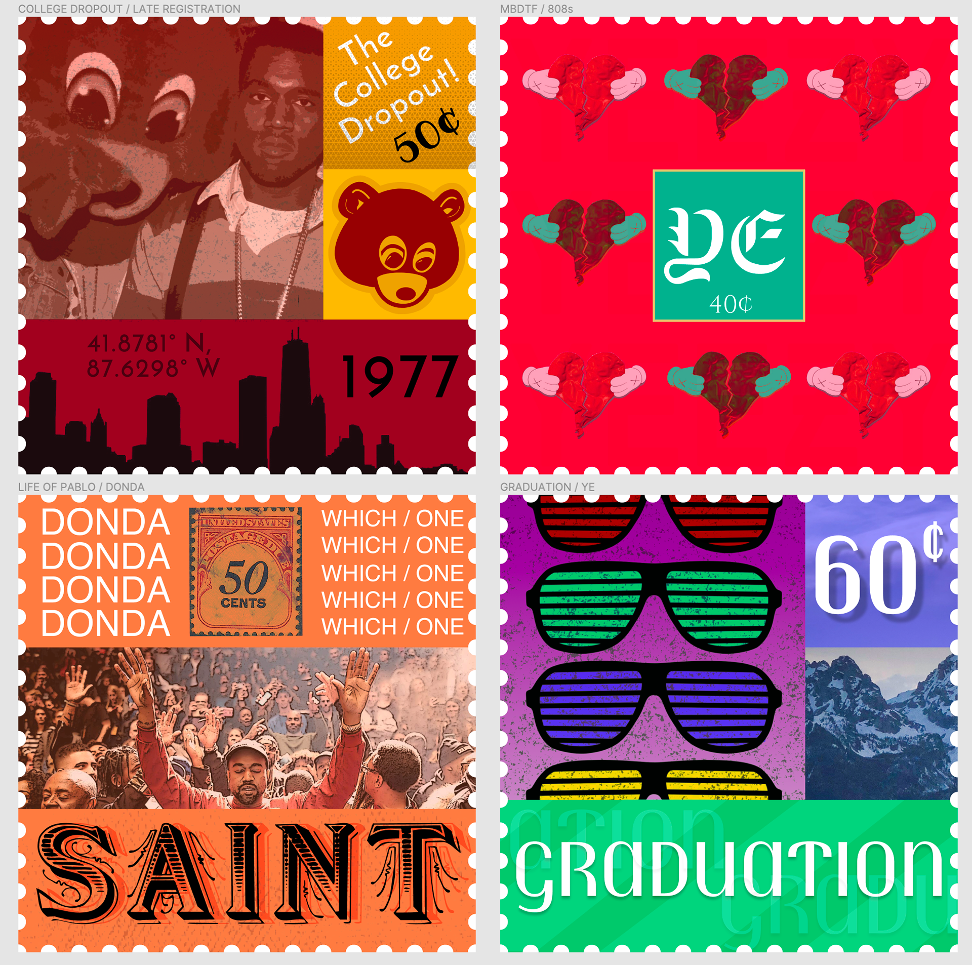 Kanye west themed stamps