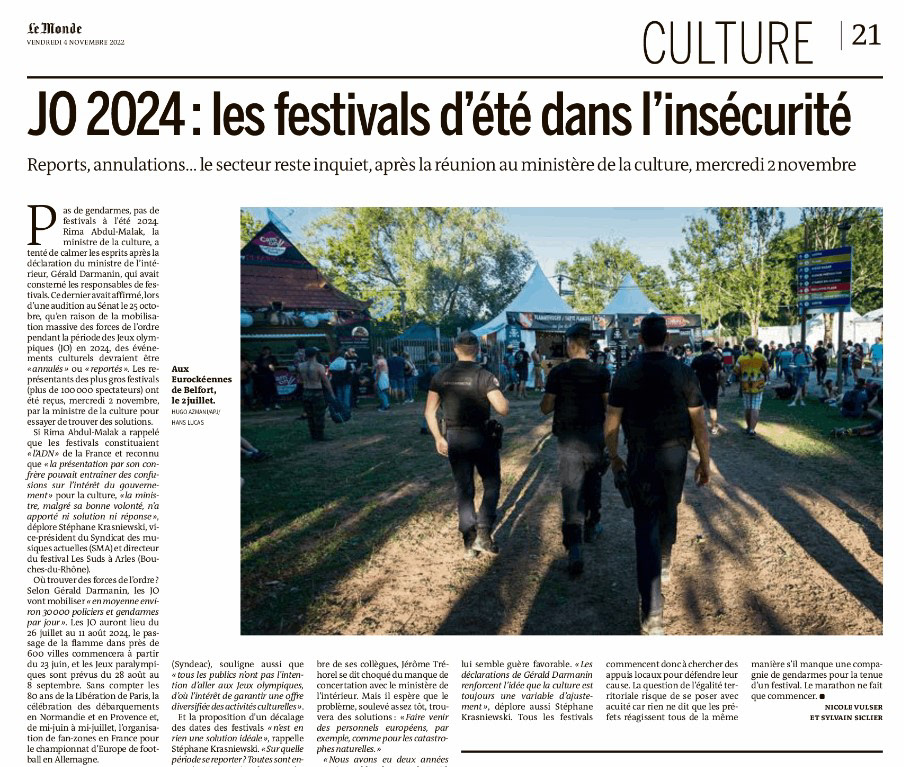 Illustration dans Le Monde du 4 novembre 2022