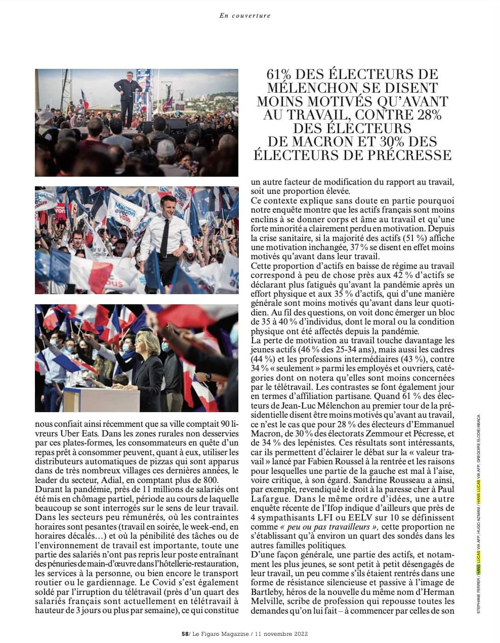 Photo d'Emmanuel Macron - Figaro Magazine 11 novembre 2022