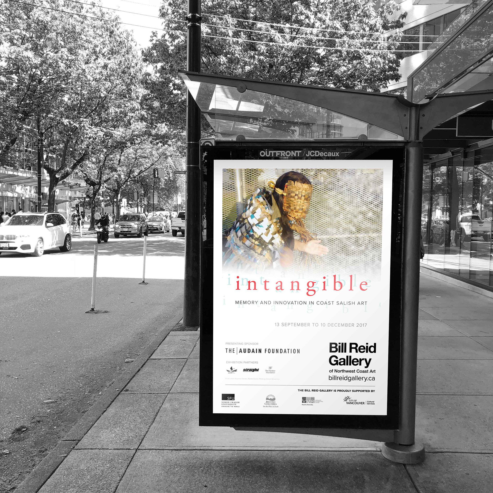 The Bill Reid Gallery Intangible exhibit bus shelter ad