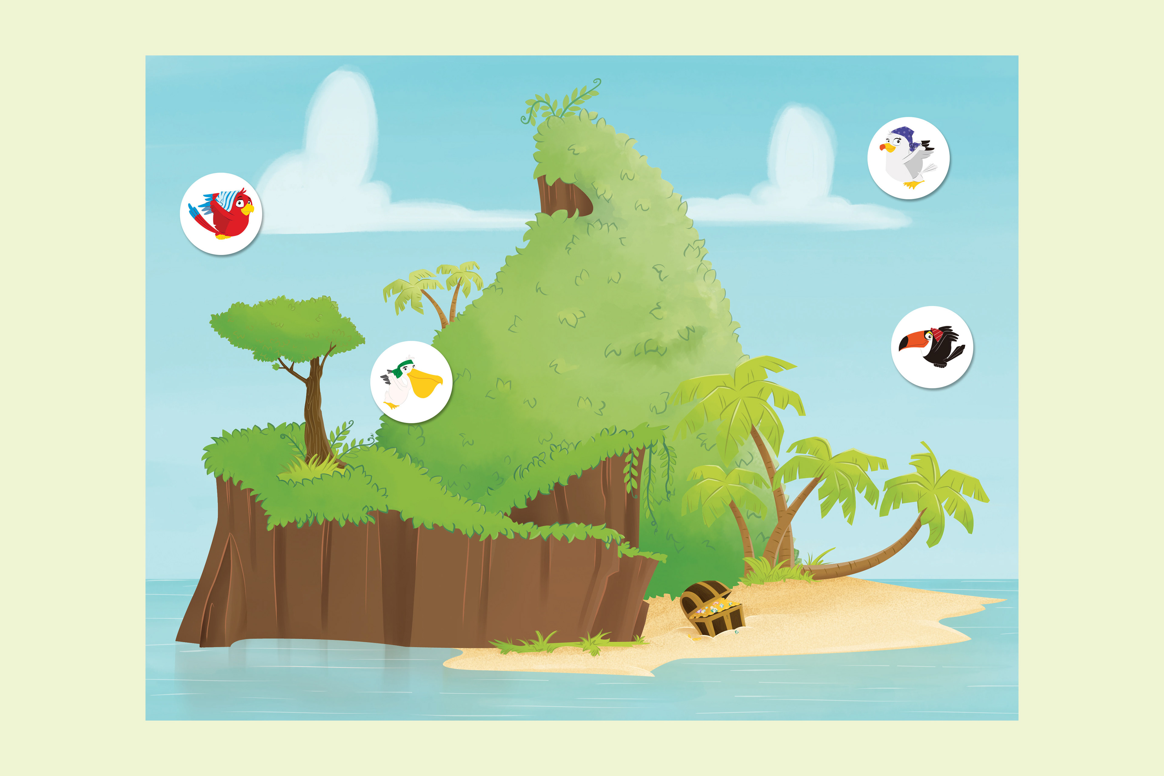 Treasure Island toddler class attendance poster with stickers