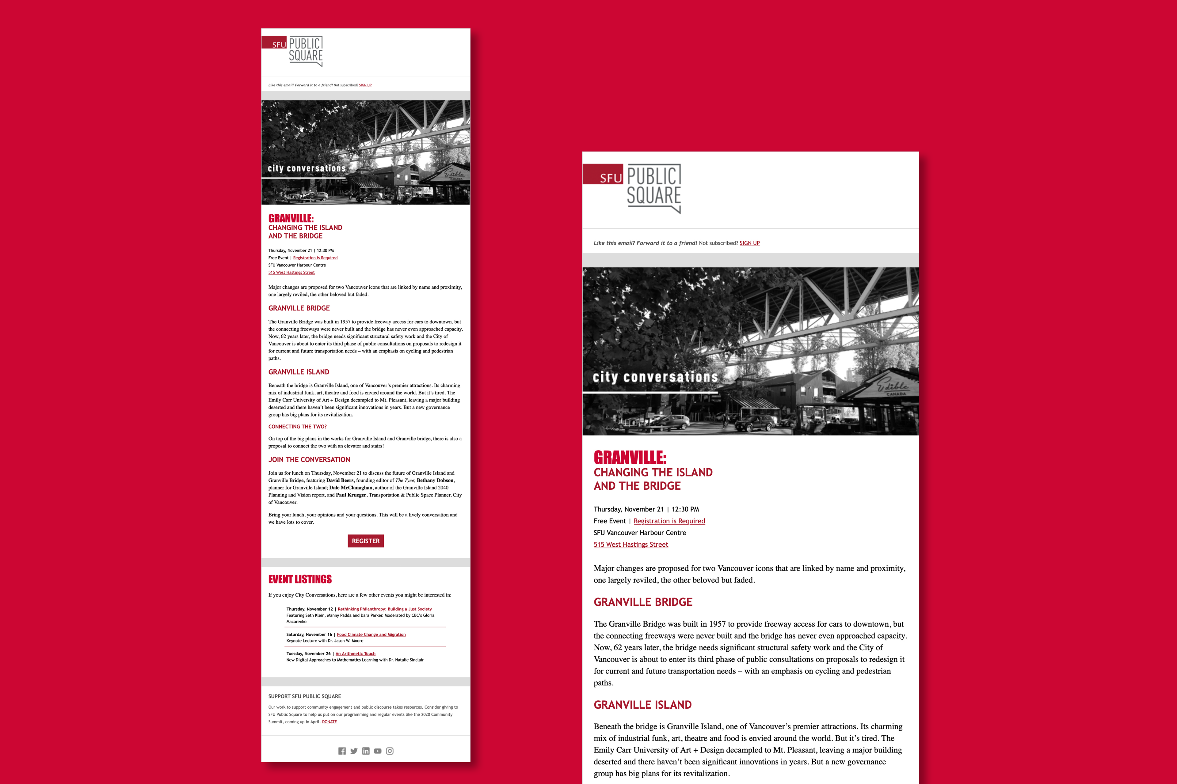 SFU Public Square email marketing