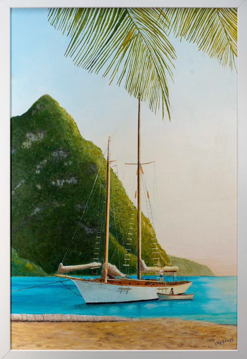 Palmträds förtöjning 42x62 cm olja