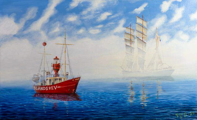 Fyrskeppet Ölands Rev 60x37 cm olja