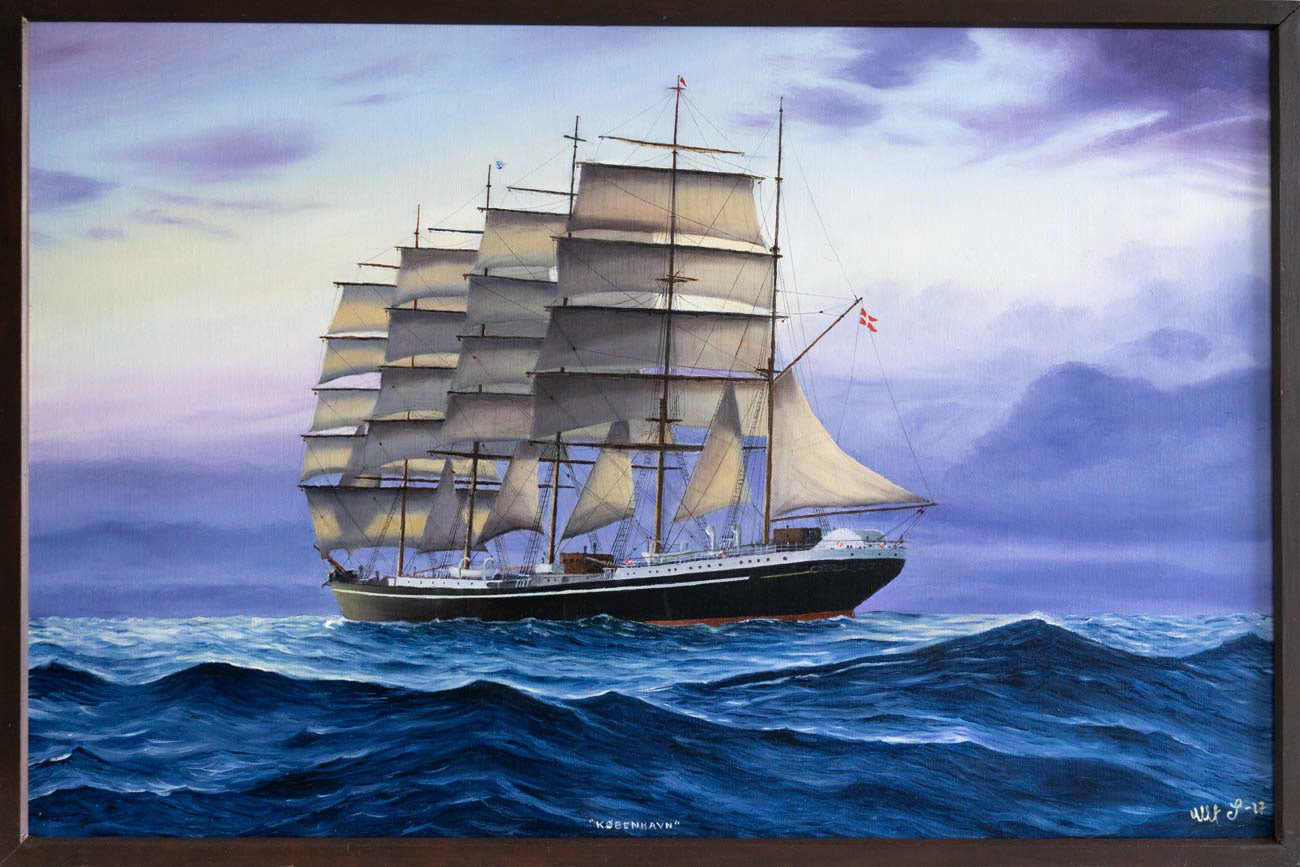 Efter ovädret Femmastbarken Köpenhamn 84x56 cm olja