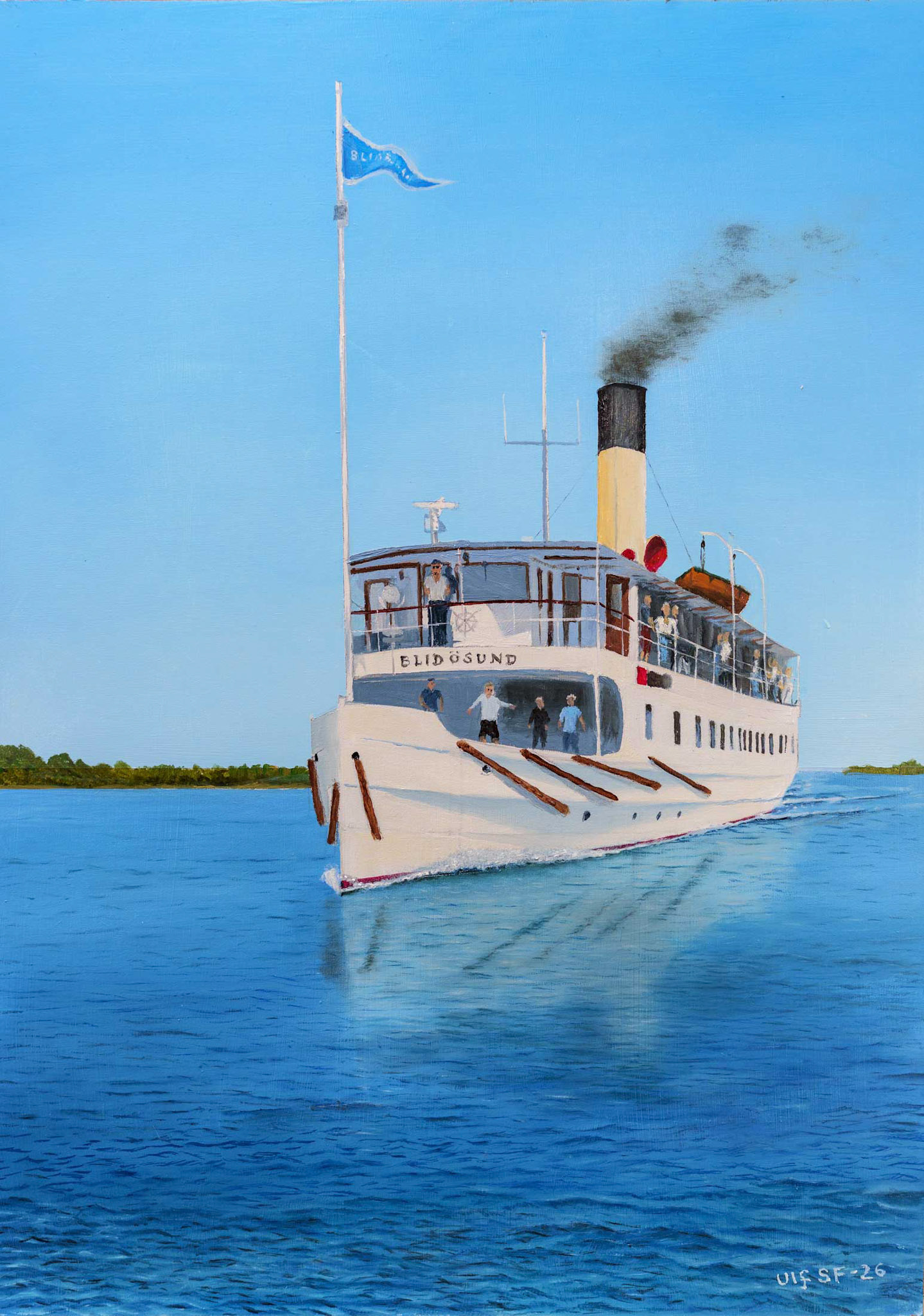 Möte med s/s Blidösund 60 x 43 cm olja